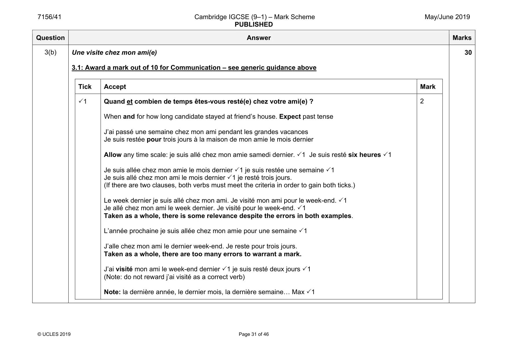Mark scheme, page 31 of 46