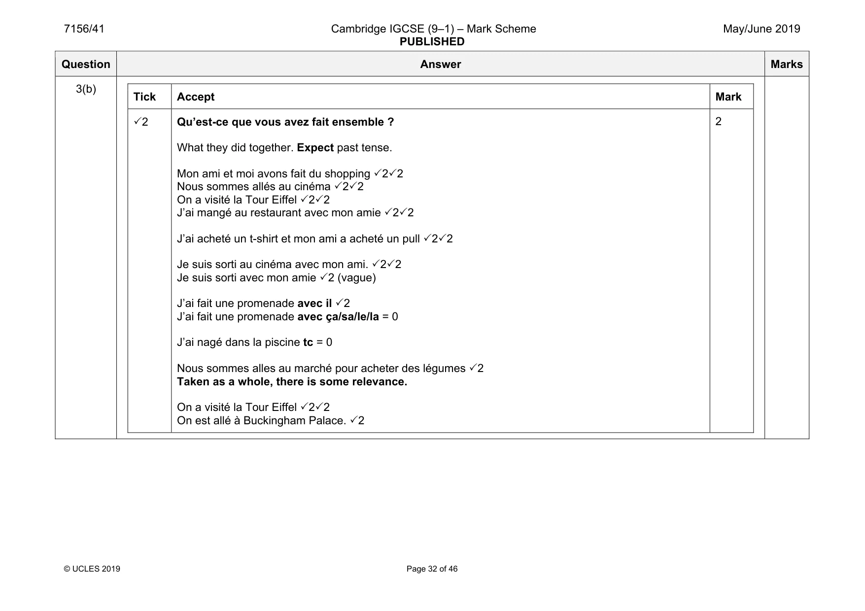 Mark scheme, page 32 of 46