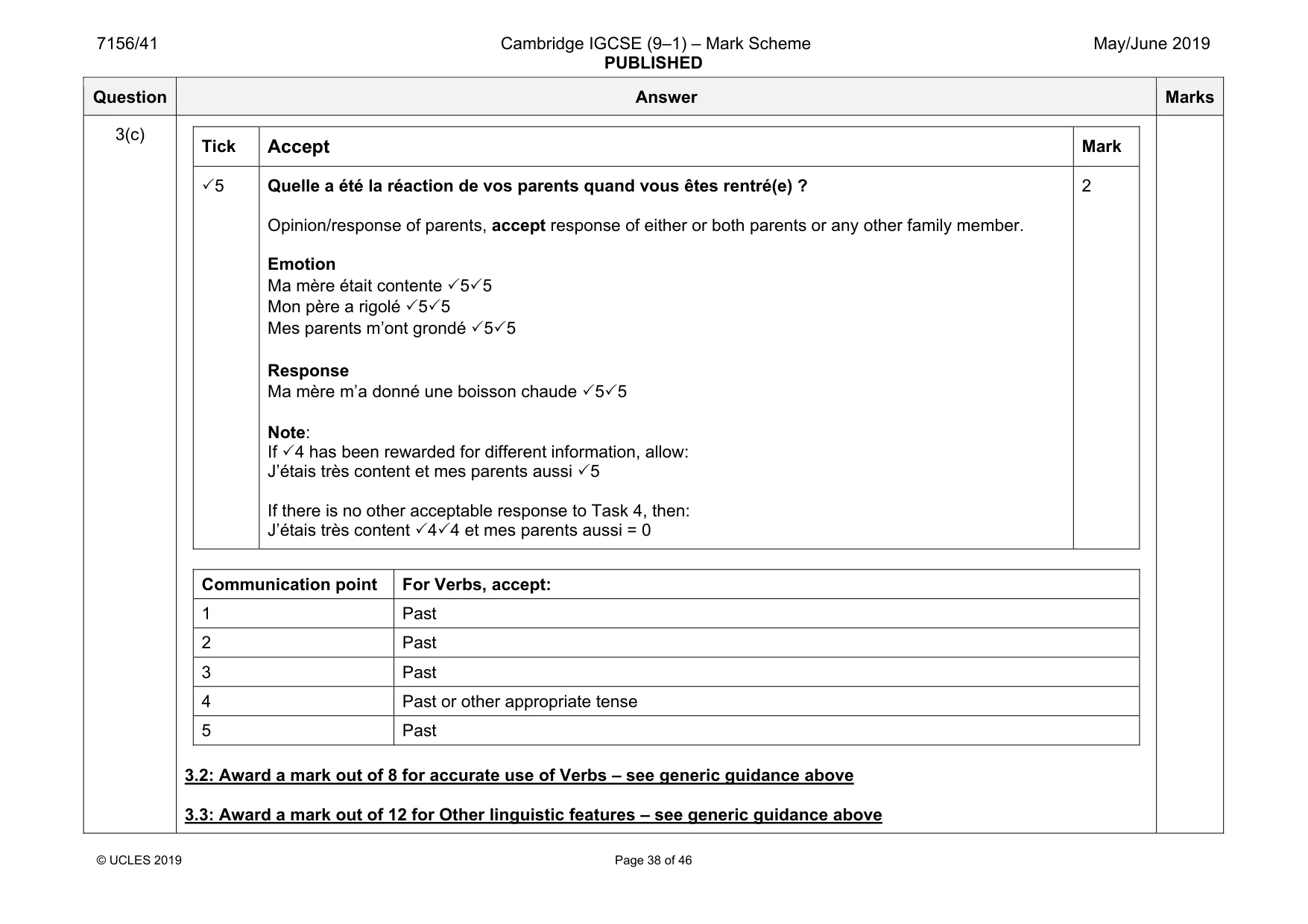 Mark scheme, page 38 of 46
