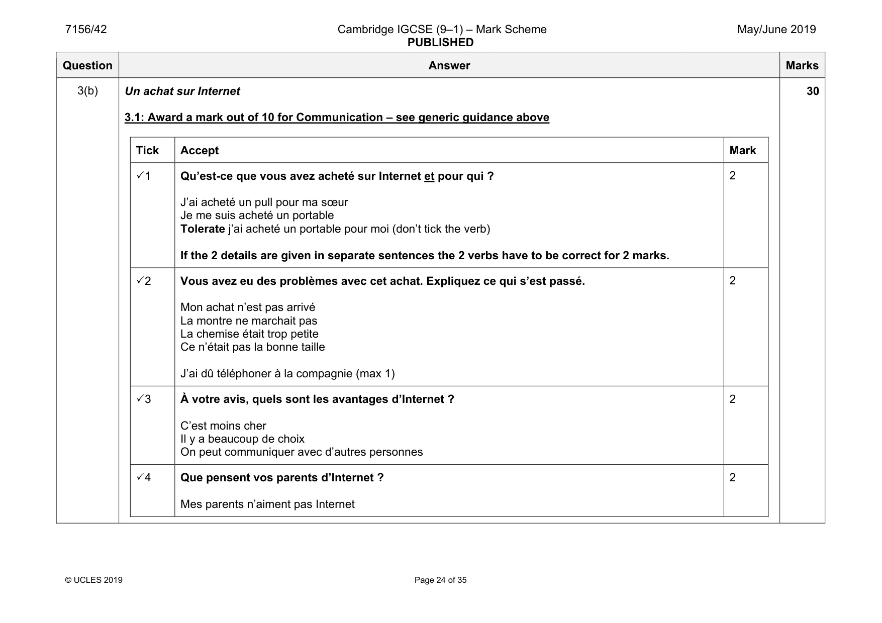 Mark scheme, page 24 of 35