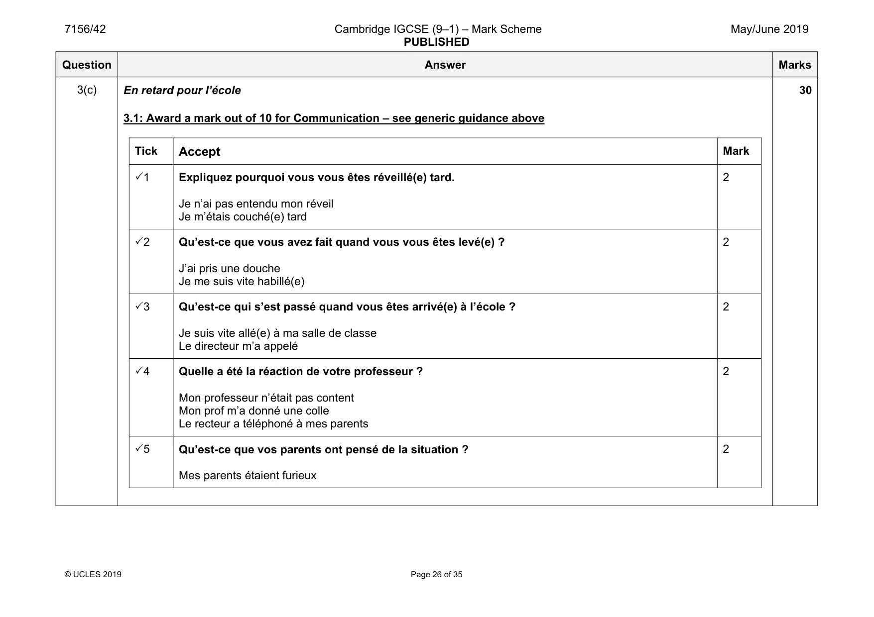 Mark scheme, page 26 of 35
