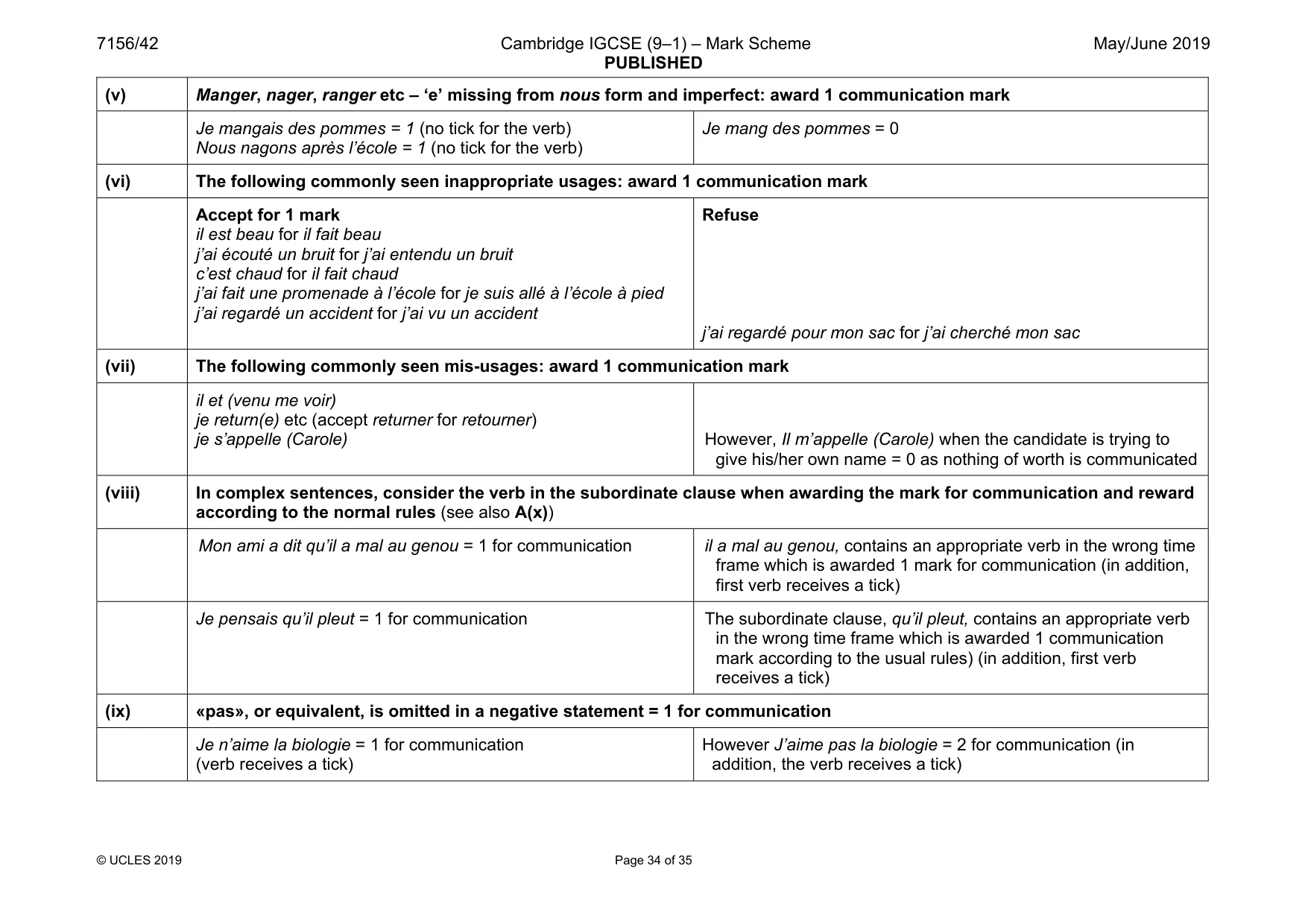 Mark scheme, page 34 of 35