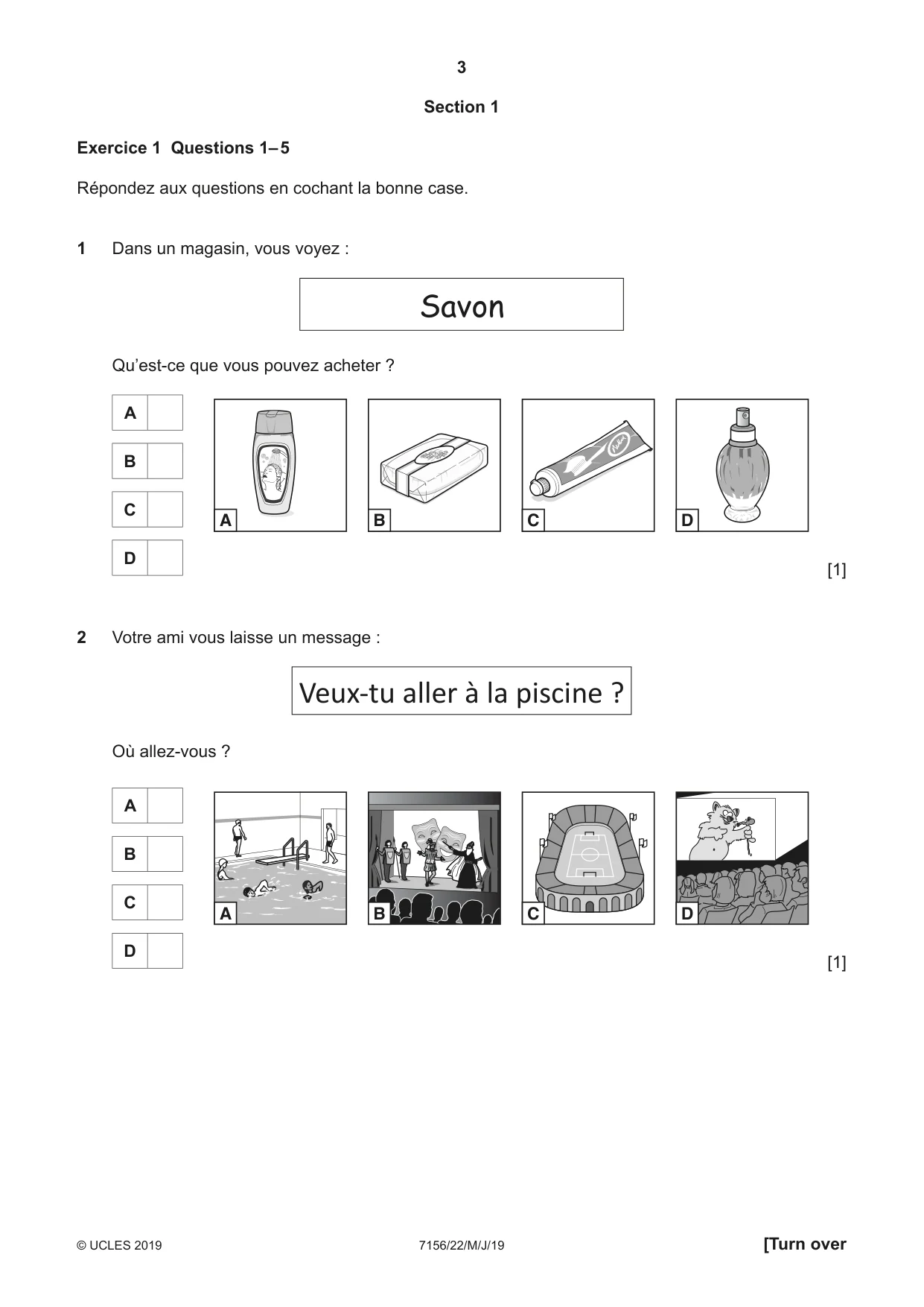 Cambridge IGCSE French (9-1) 7156 2019 May/June Paper 2 · Variant 2 question paper, page 3 of 16