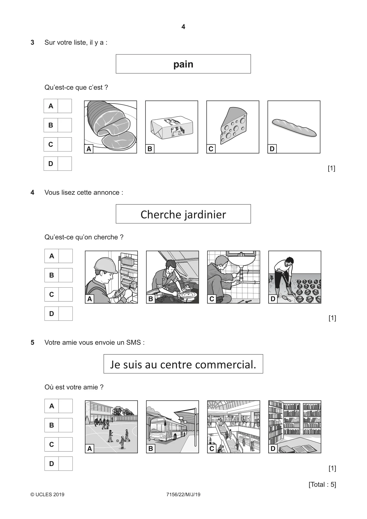 Cambridge IGCSE French (9-1) 7156 2019 May/June Paper 2 · Variant 2 question paper, page 4 of 16