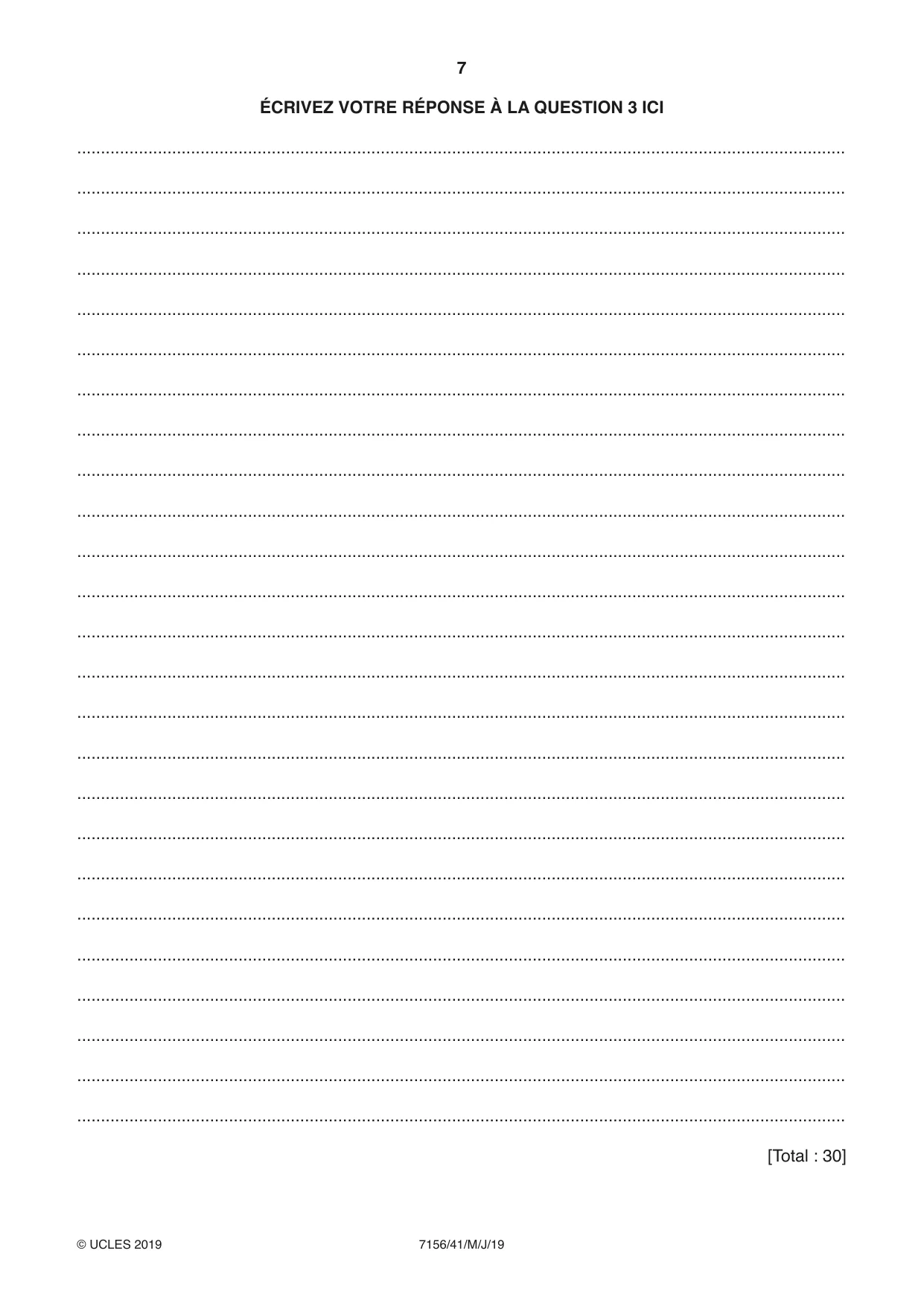 Cambridge IGCSE French (9-1) 7156 2019 May/June Paper 4 · Variant 1 question paper, page 7 of 8