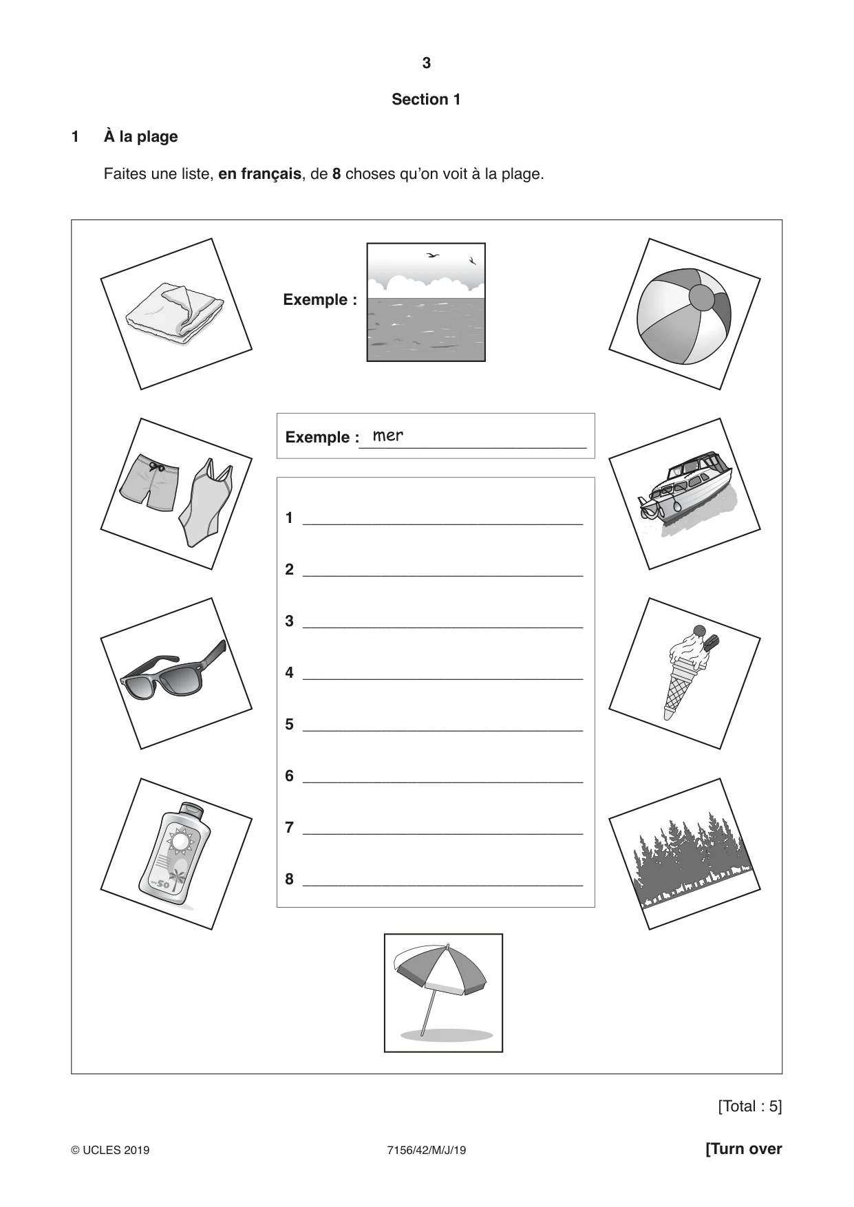 Cambridge IGCSE French (9-1) 7156 2019 May/June Paper 4 · Variant 2 question paper, page 3 of 8