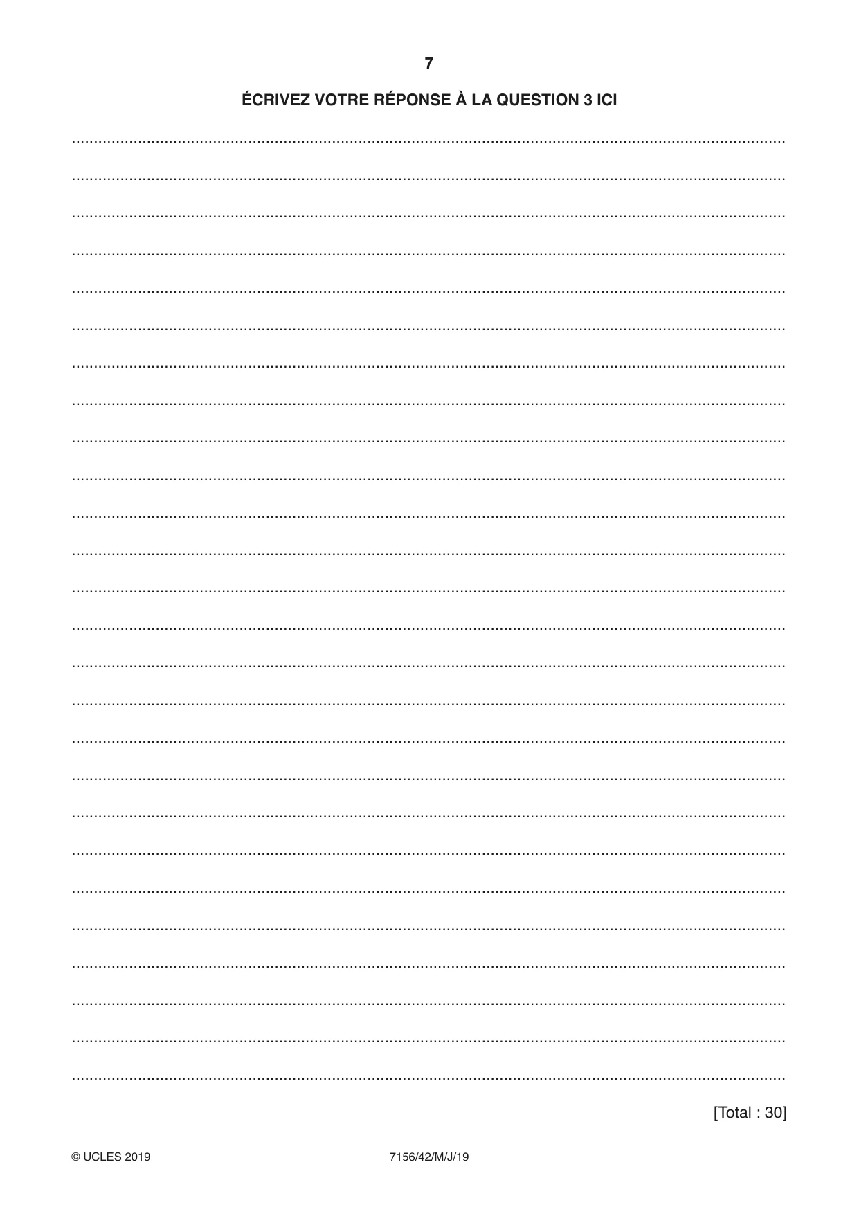 Cambridge IGCSE French (9-1) 7156 2019 May/June Paper 4 · Variant 2 question paper, page 7 of 8
