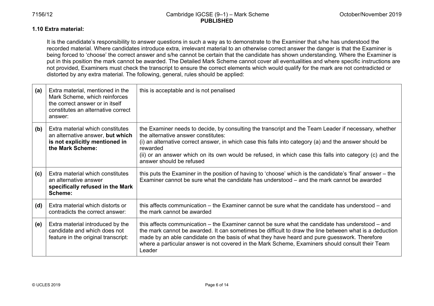 Mark scheme, page 6 of 14