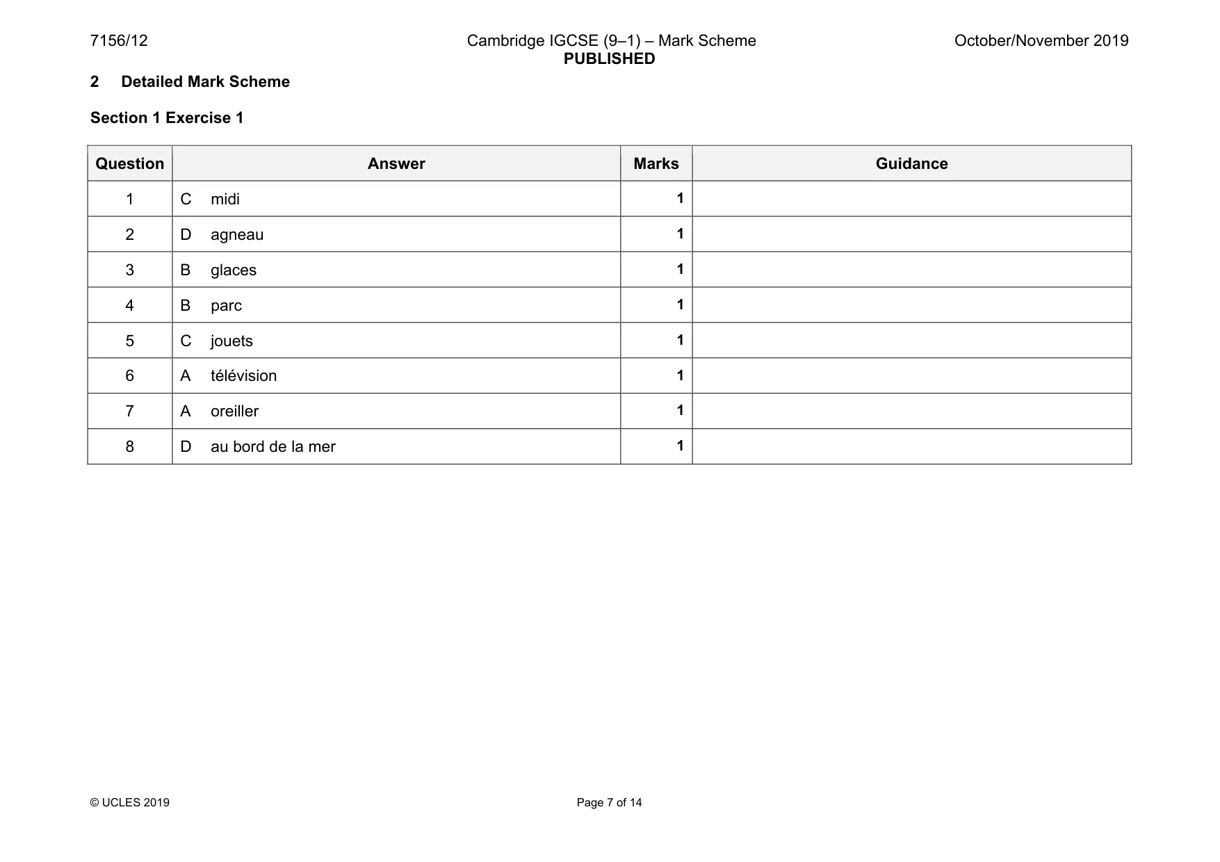 Mark scheme, page 7 of 14
