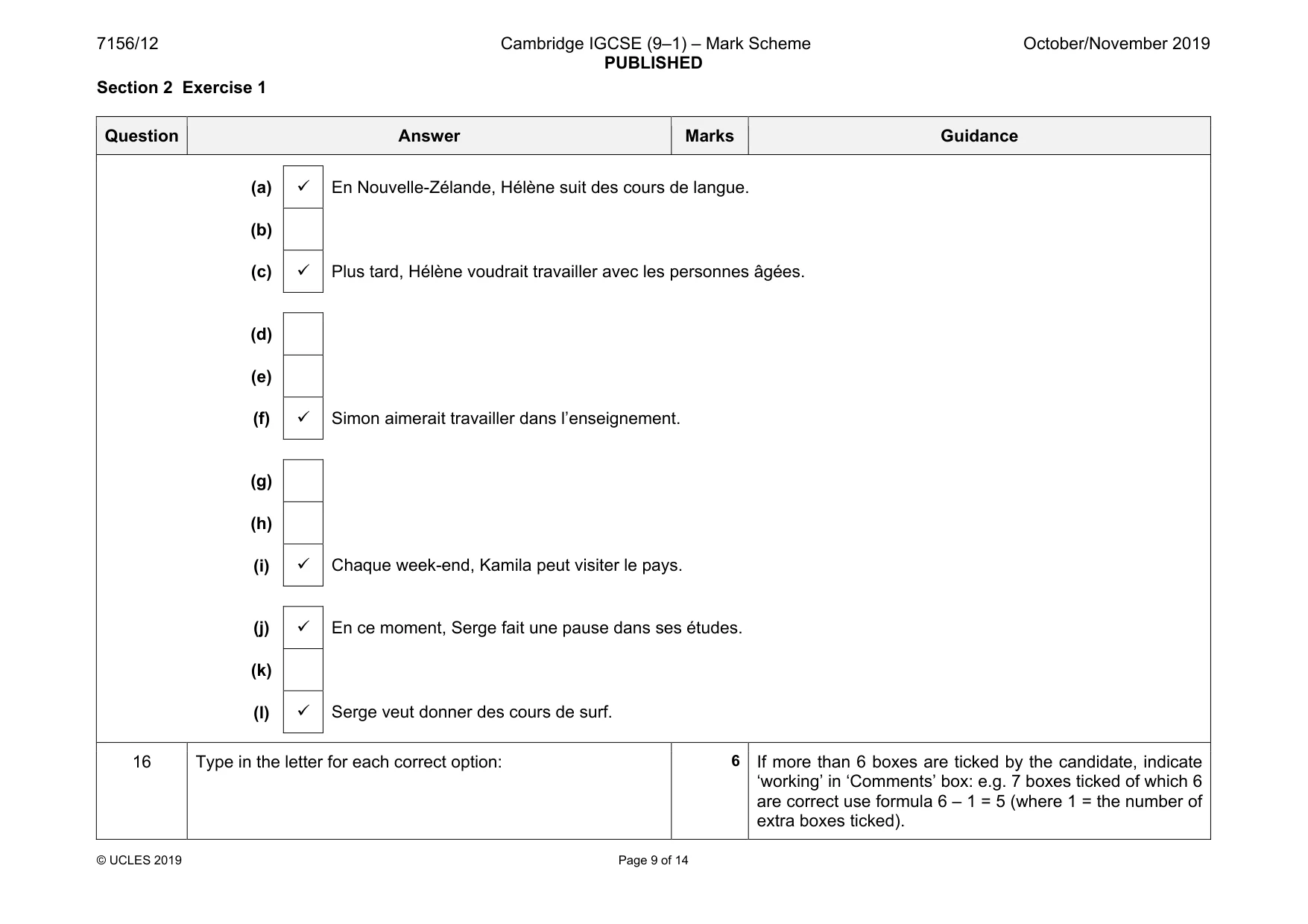 Mark scheme, page 9 of 14