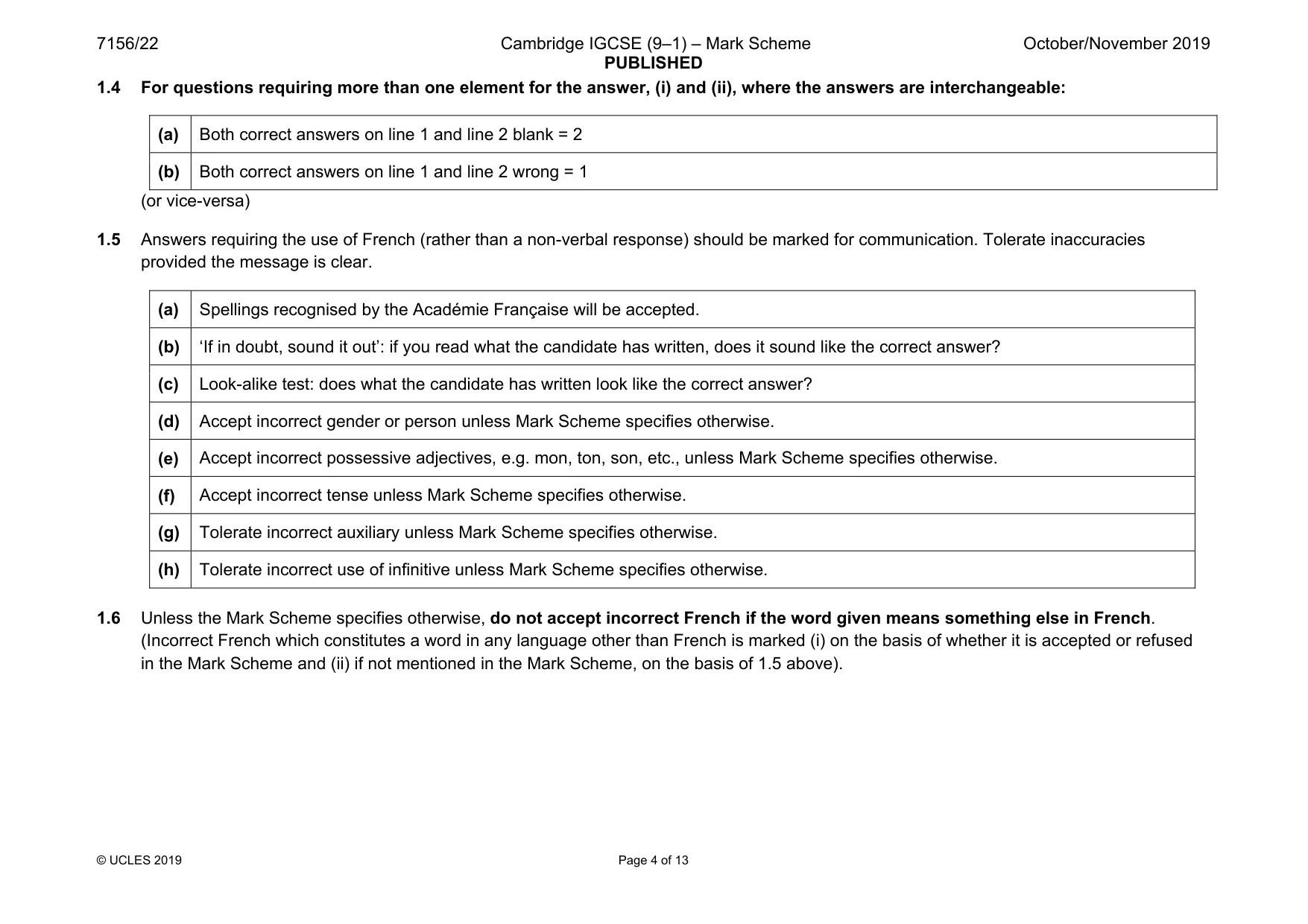 Mark scheme, page 4 of 13