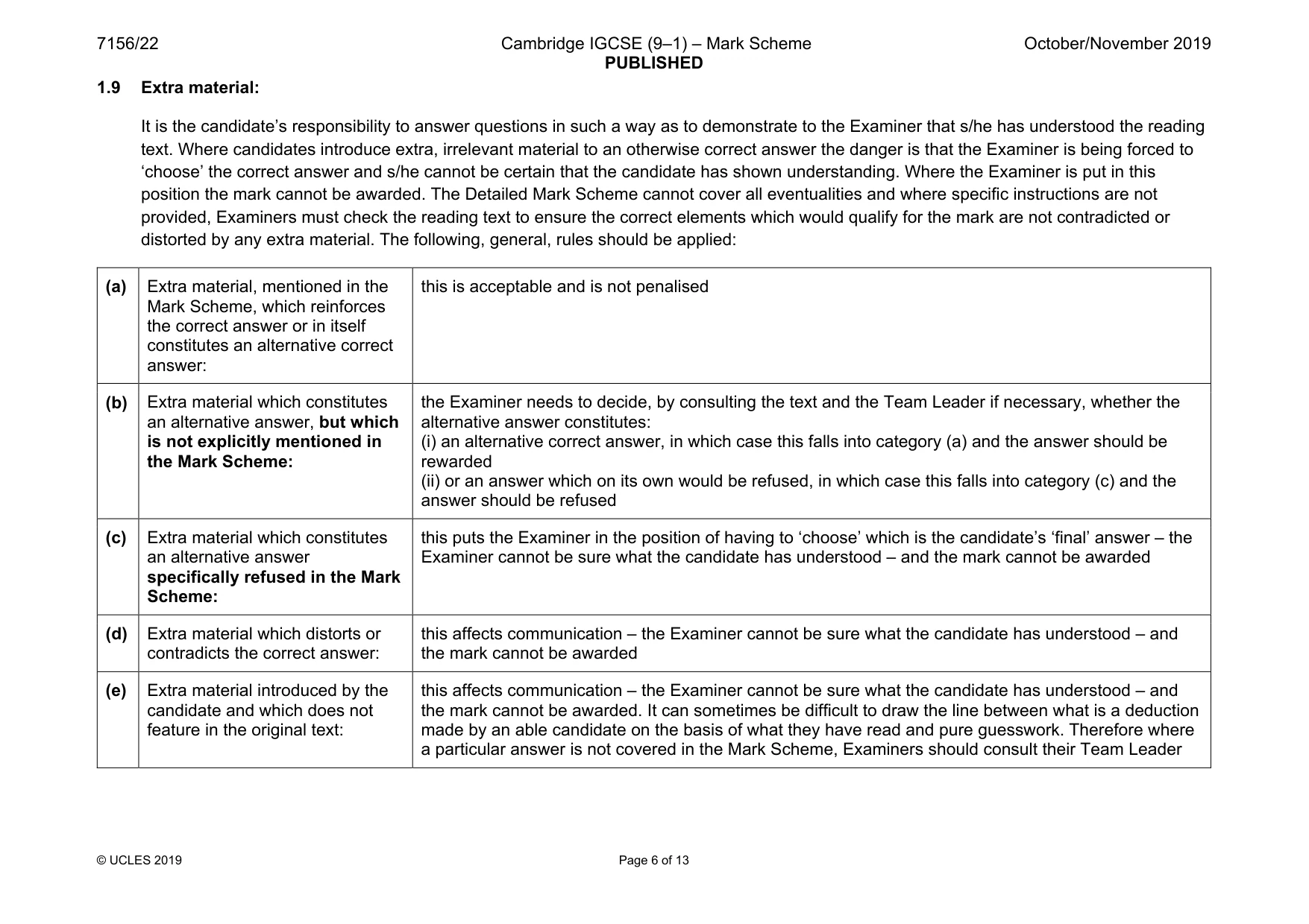 Mark scheme, page 6 of 13