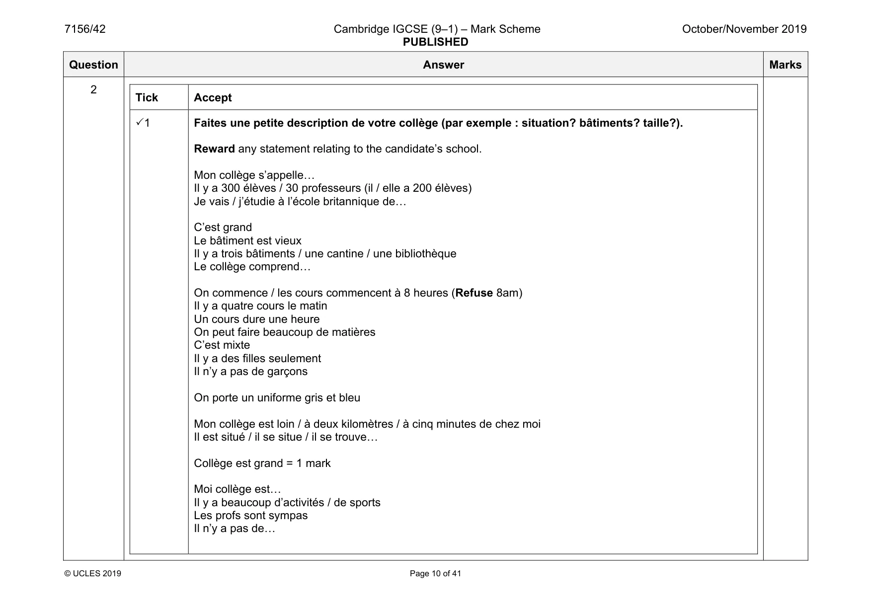 Mark scheme, page 10 of 41