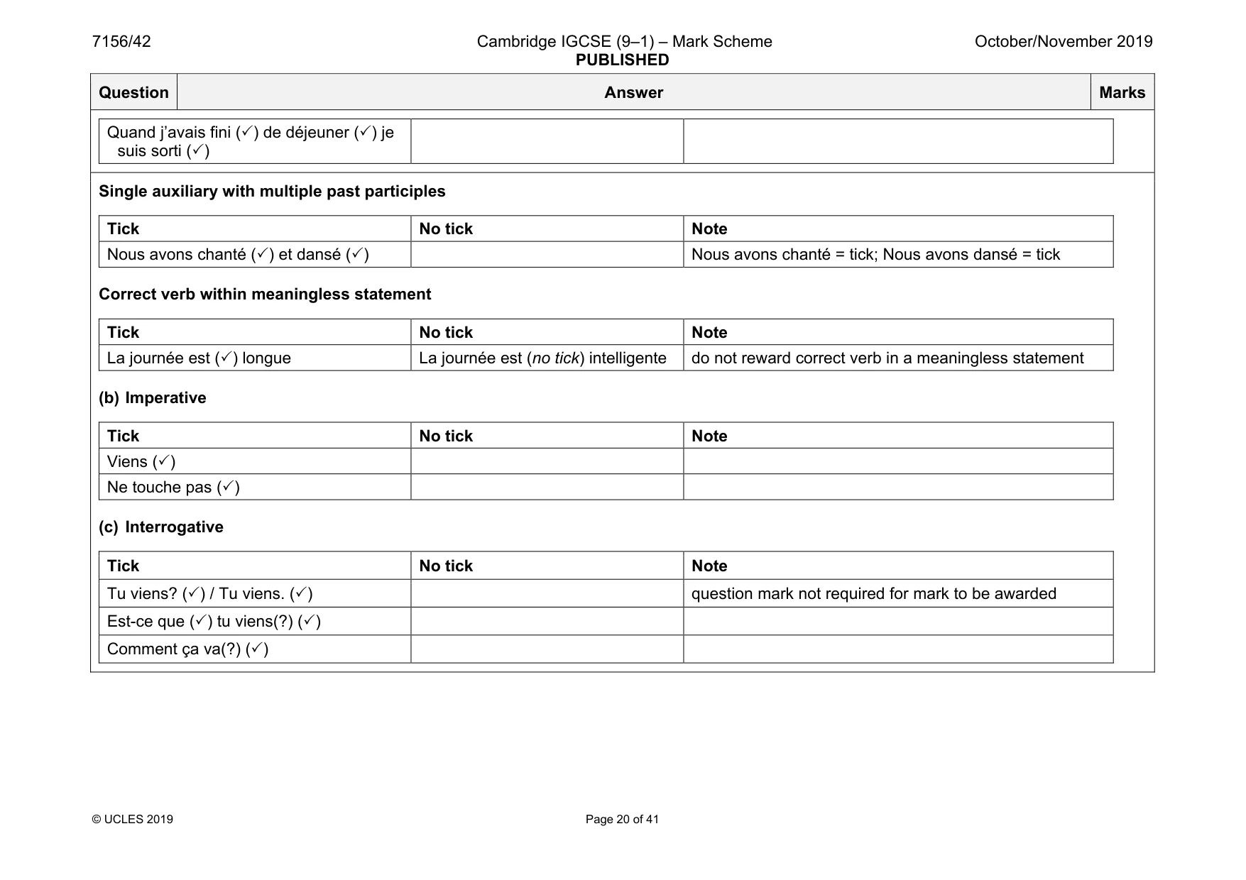 Mark scheme, page 20 of 41