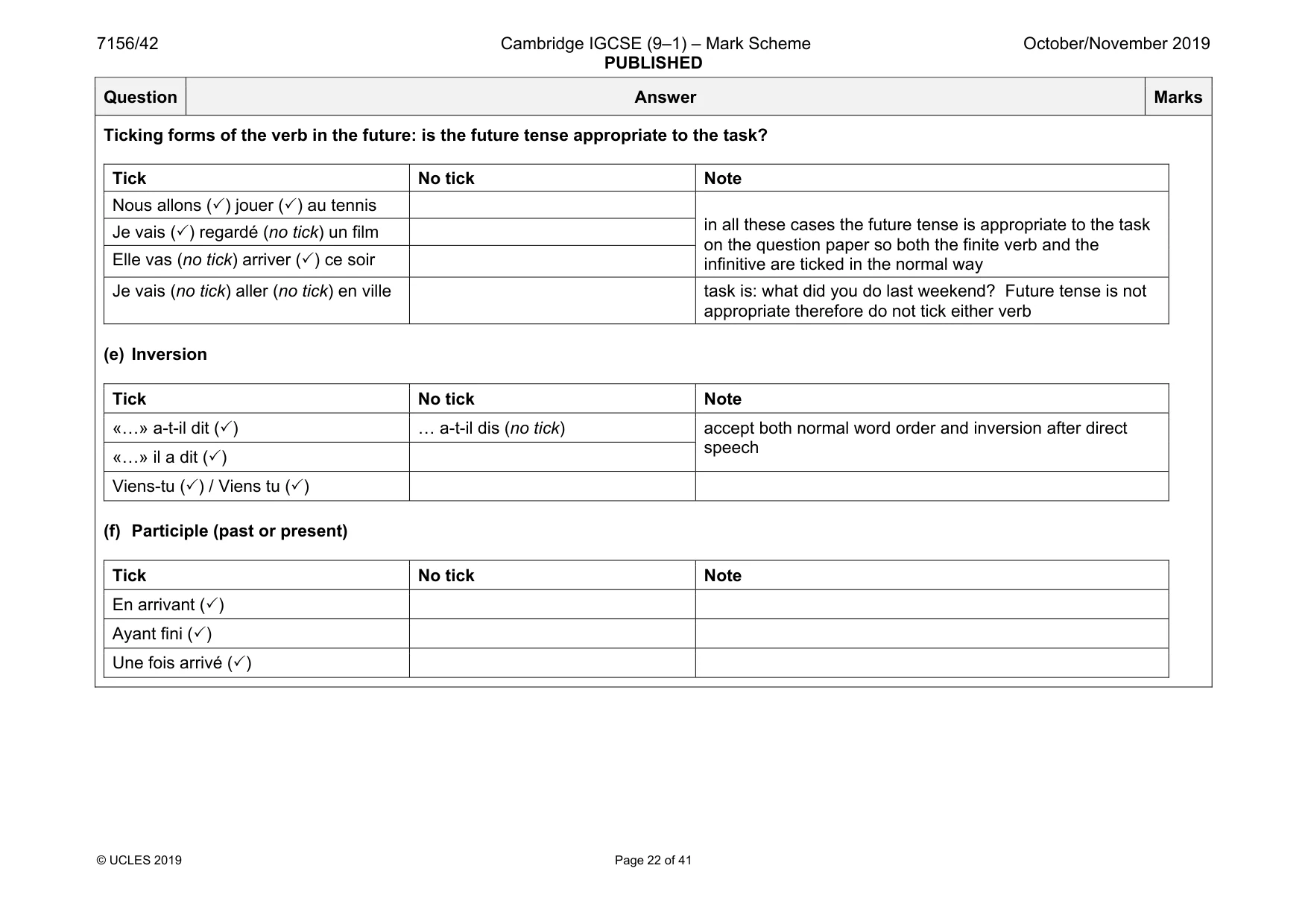 Mark scheme, page 22 of 41