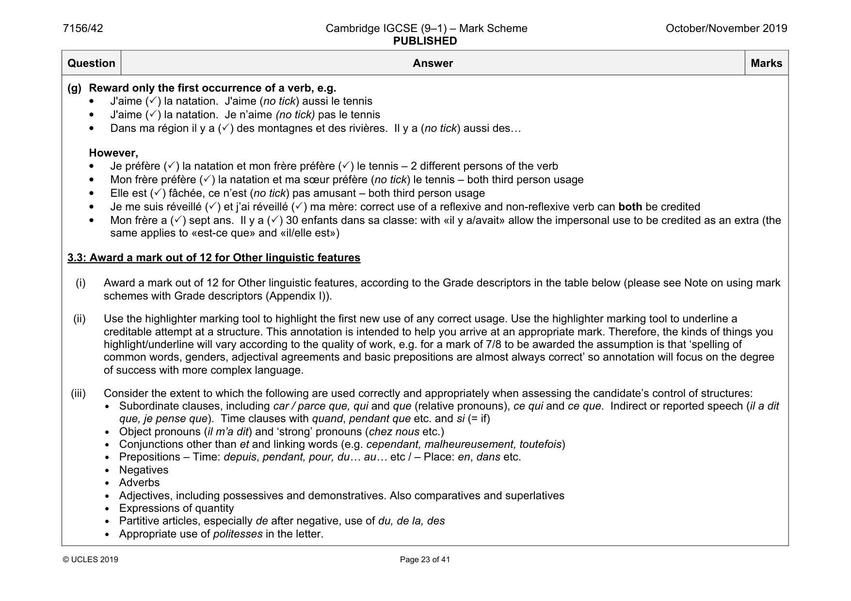 Mark scheme, page 23 of 41
