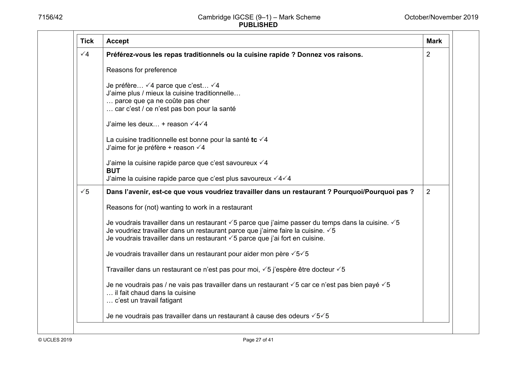 Mark scheme, page 27 of 41