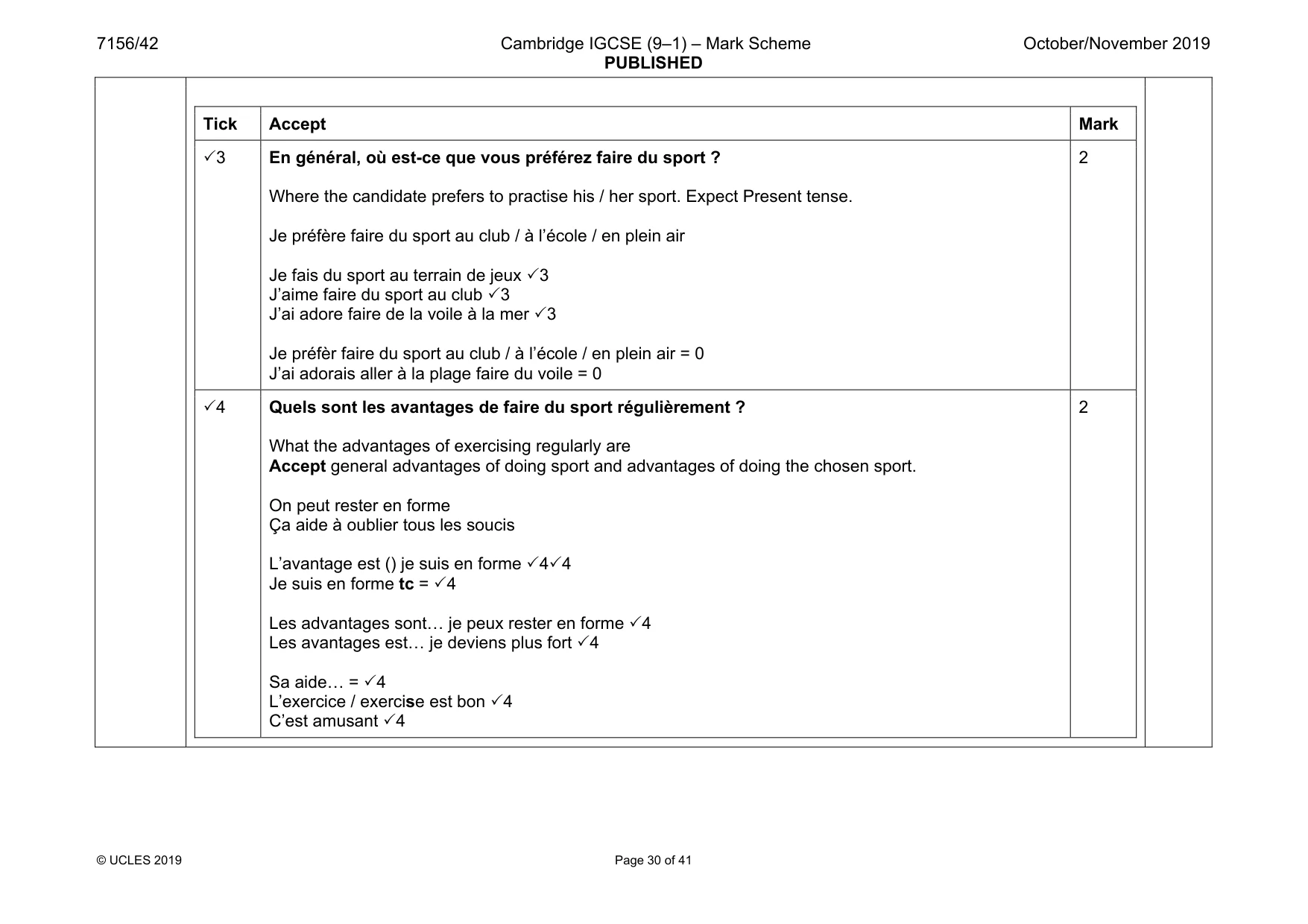 Mark scheme, page 30 of 41