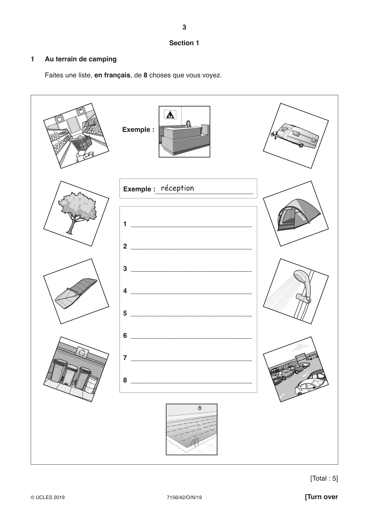 Cambridge IGCSE French (9-1) 7156 2019 Oct/Nov Paper 4 · Variant 2 question paper, page 3 of 8