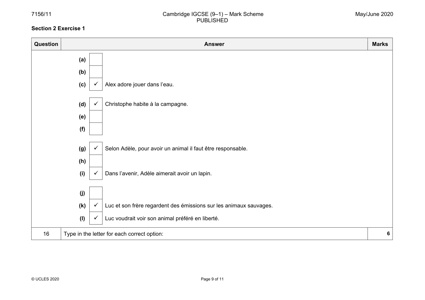 Mark scheme, page 9 of 11