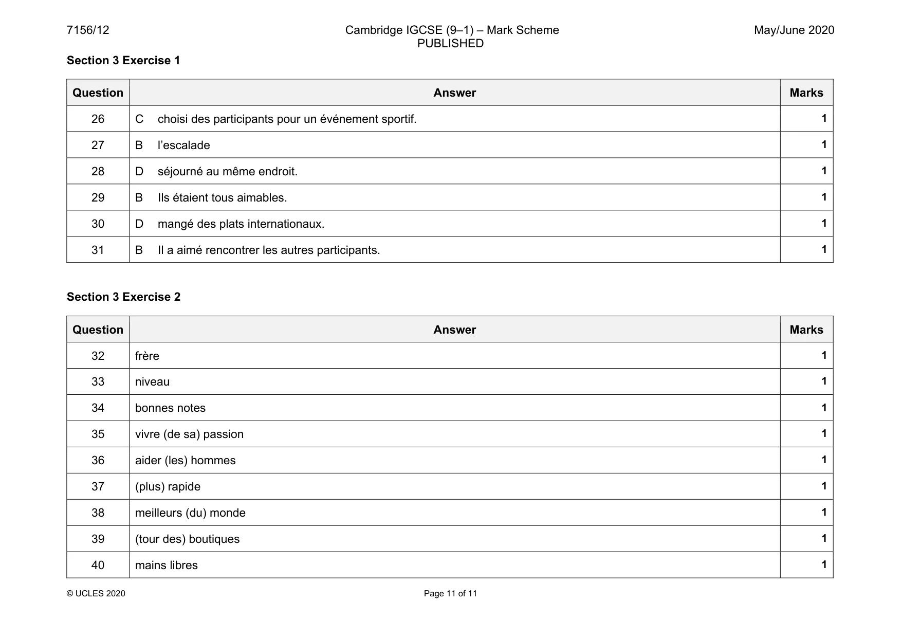 Mark scheme, page 11 of 11