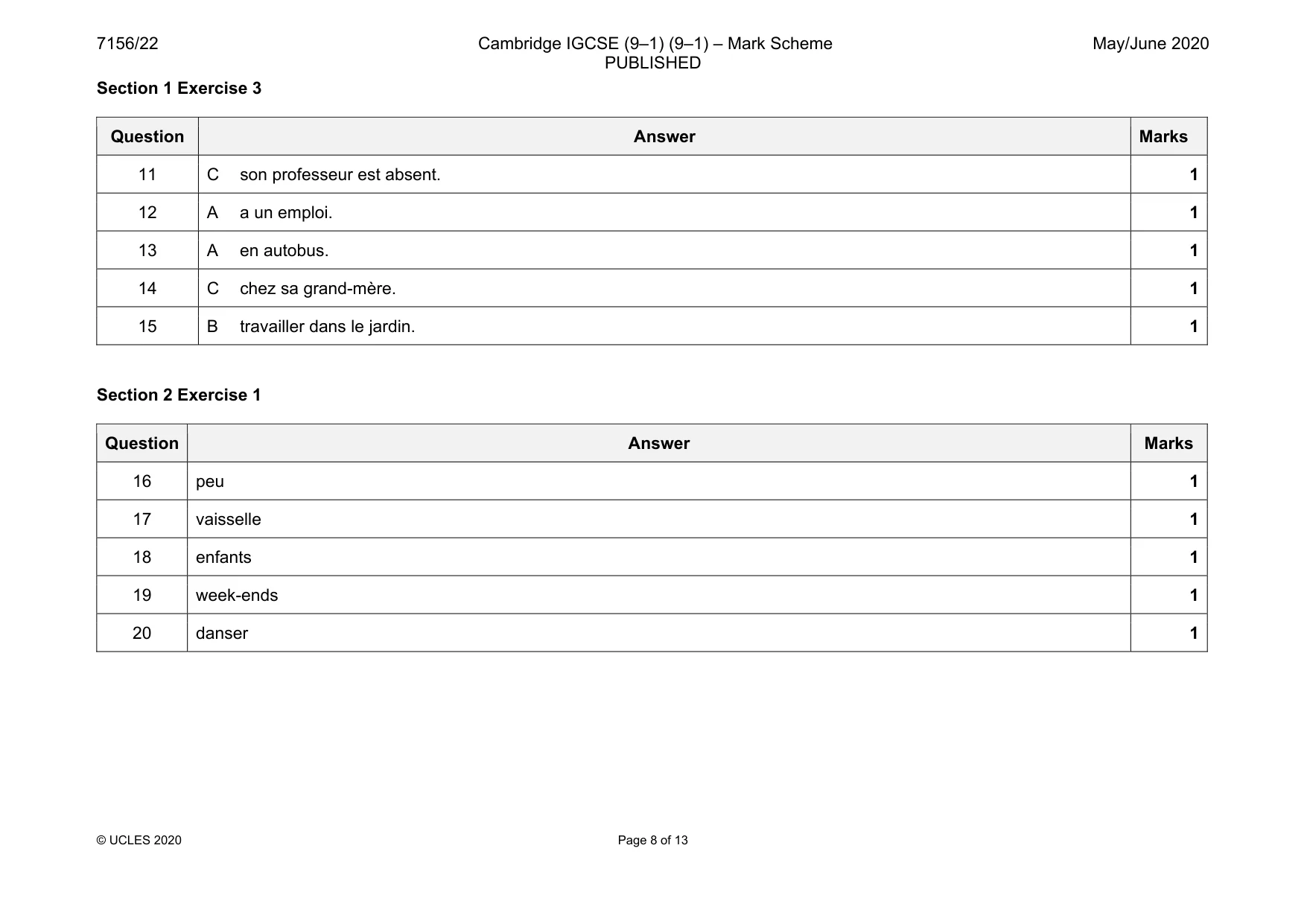 Mark scheme, page 8 of 13