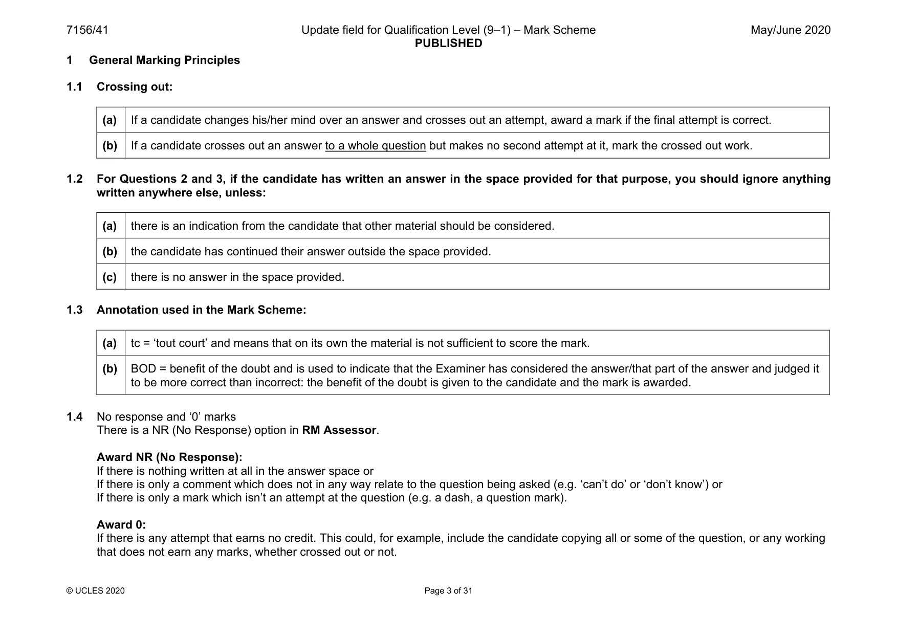 Mark scheme, page 3 of 31