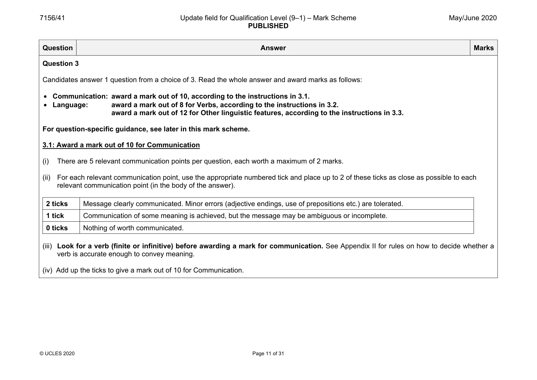 Mark scheme, page 11 of 31