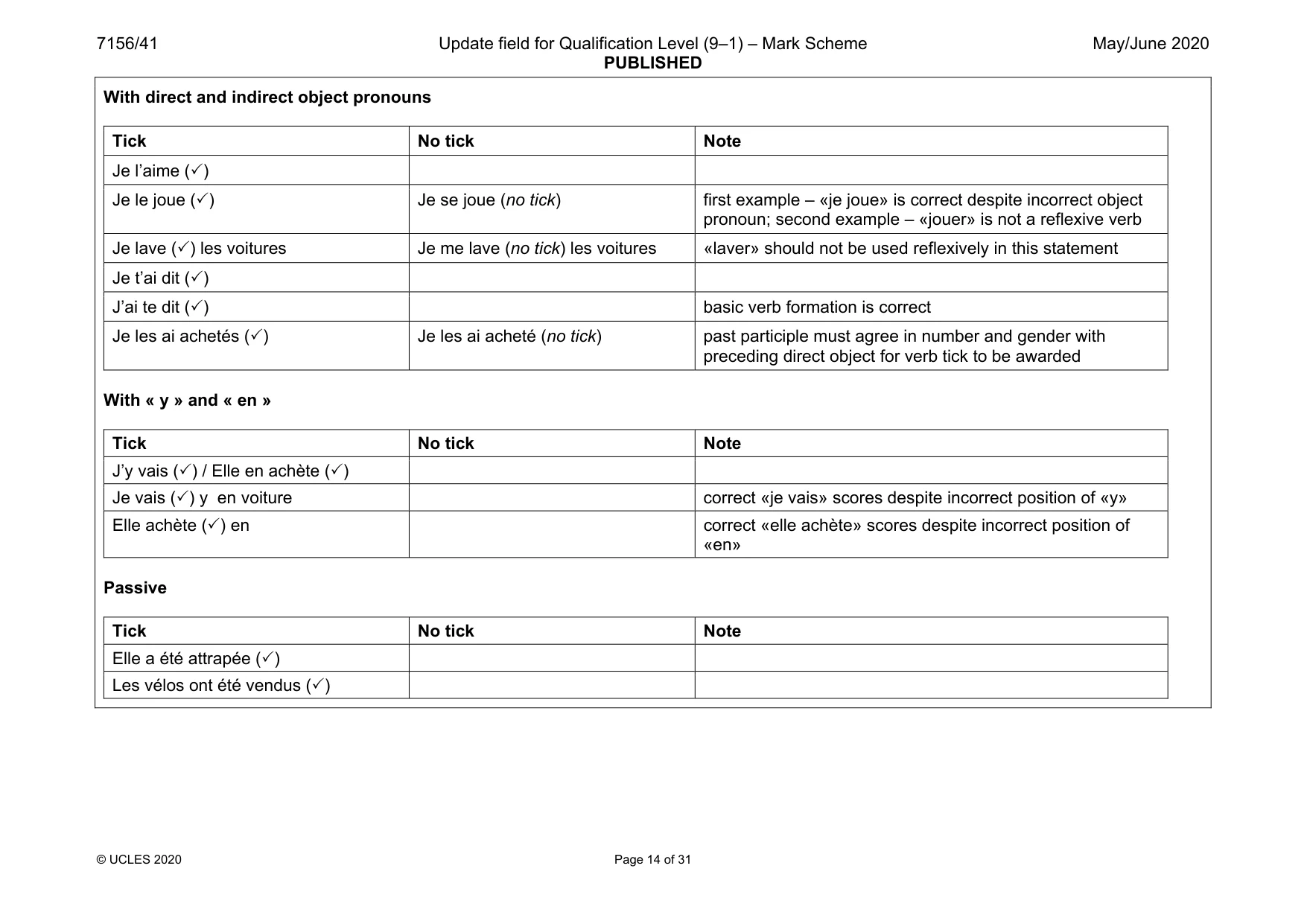 Mark scheme, page 14 of 31