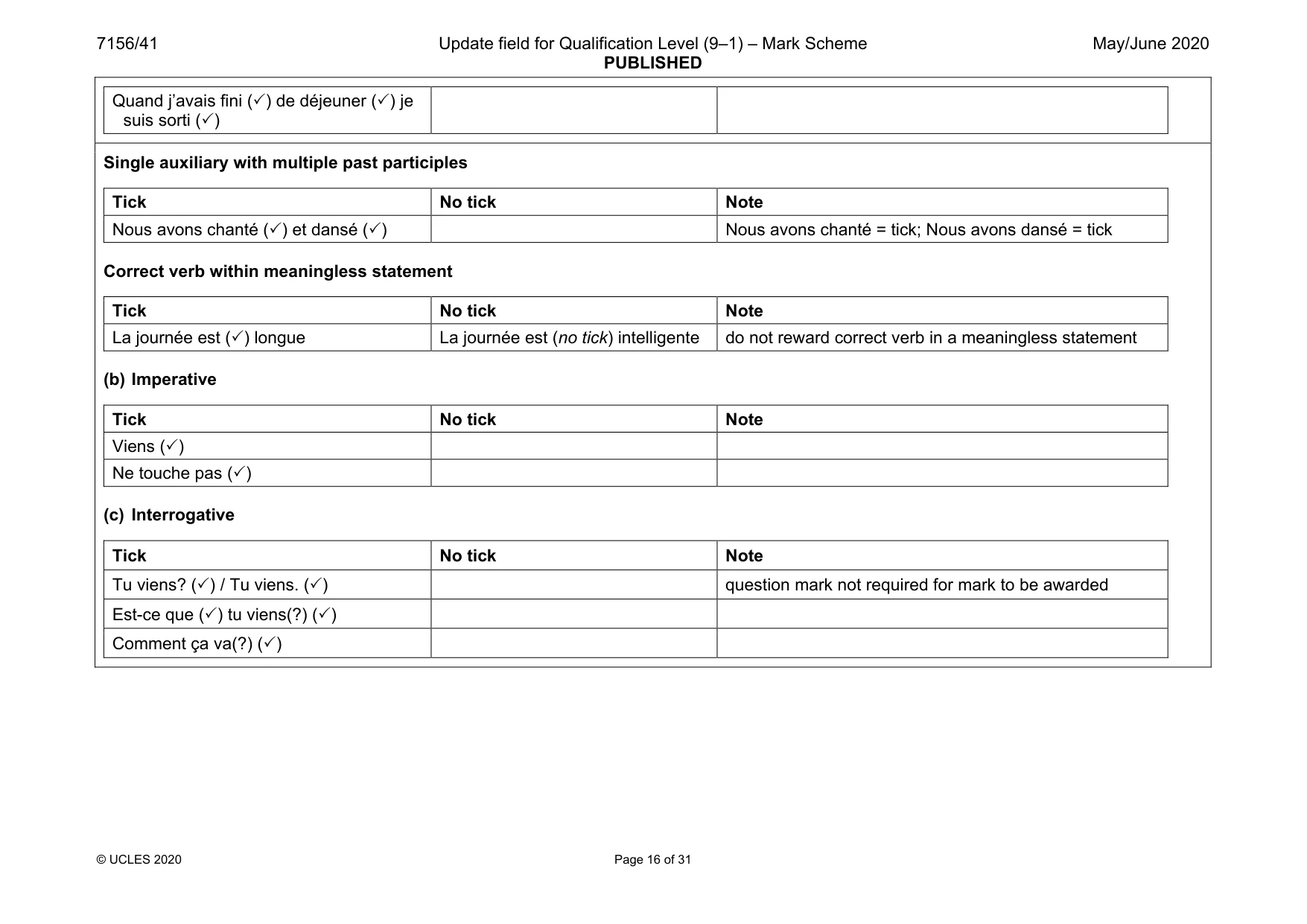 Mark scheme, page 16 of 31