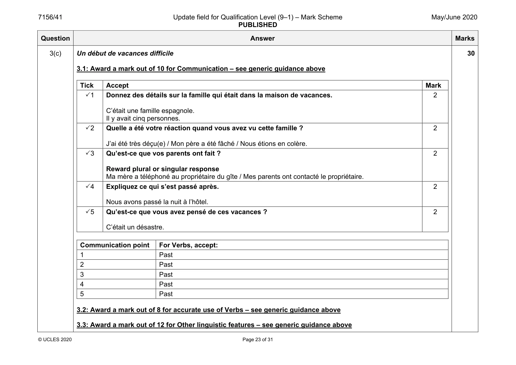 Mark scheme, page 23 of 31