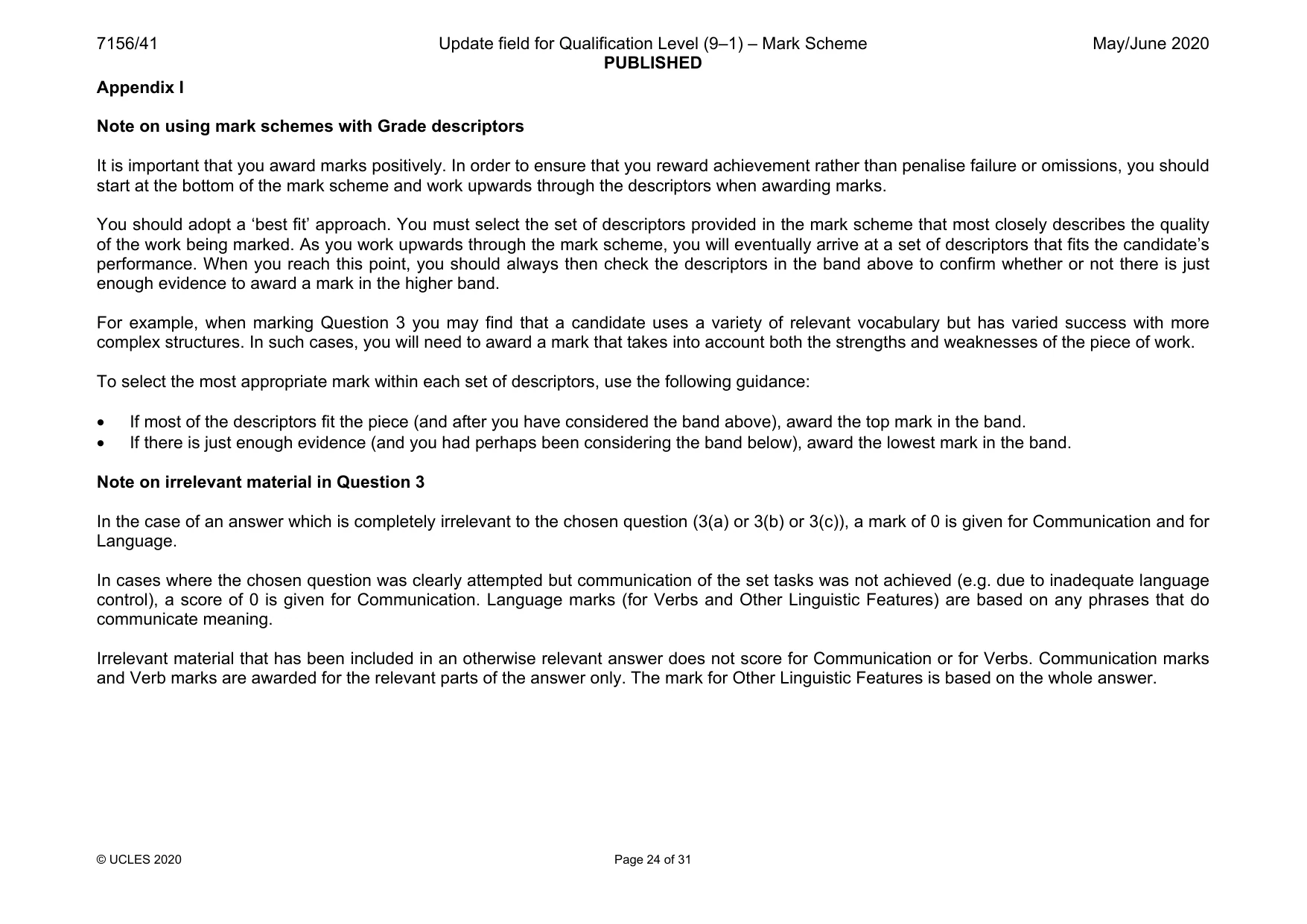 Mark scheme, page 24 of 31