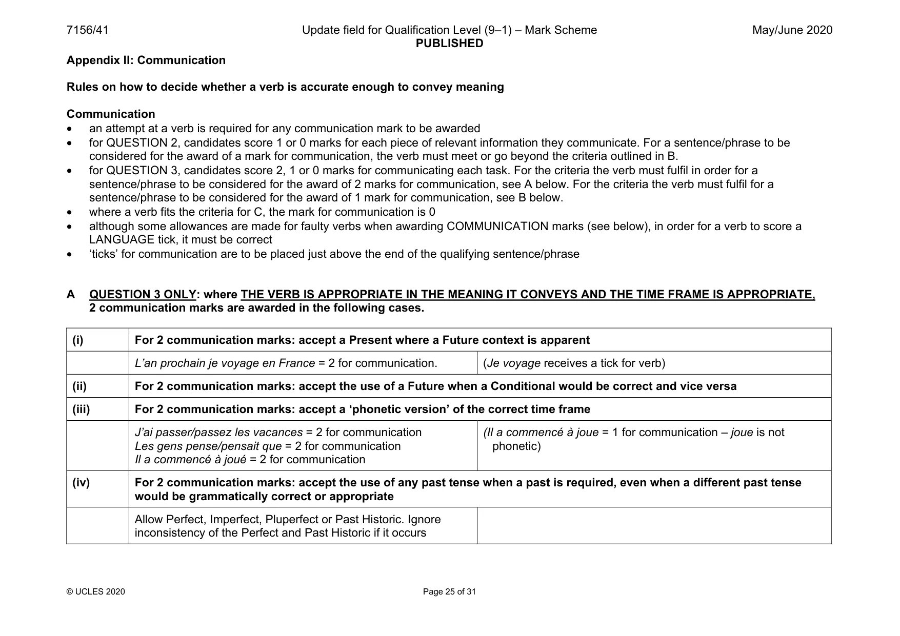 Mark scheme, page 25 of 31