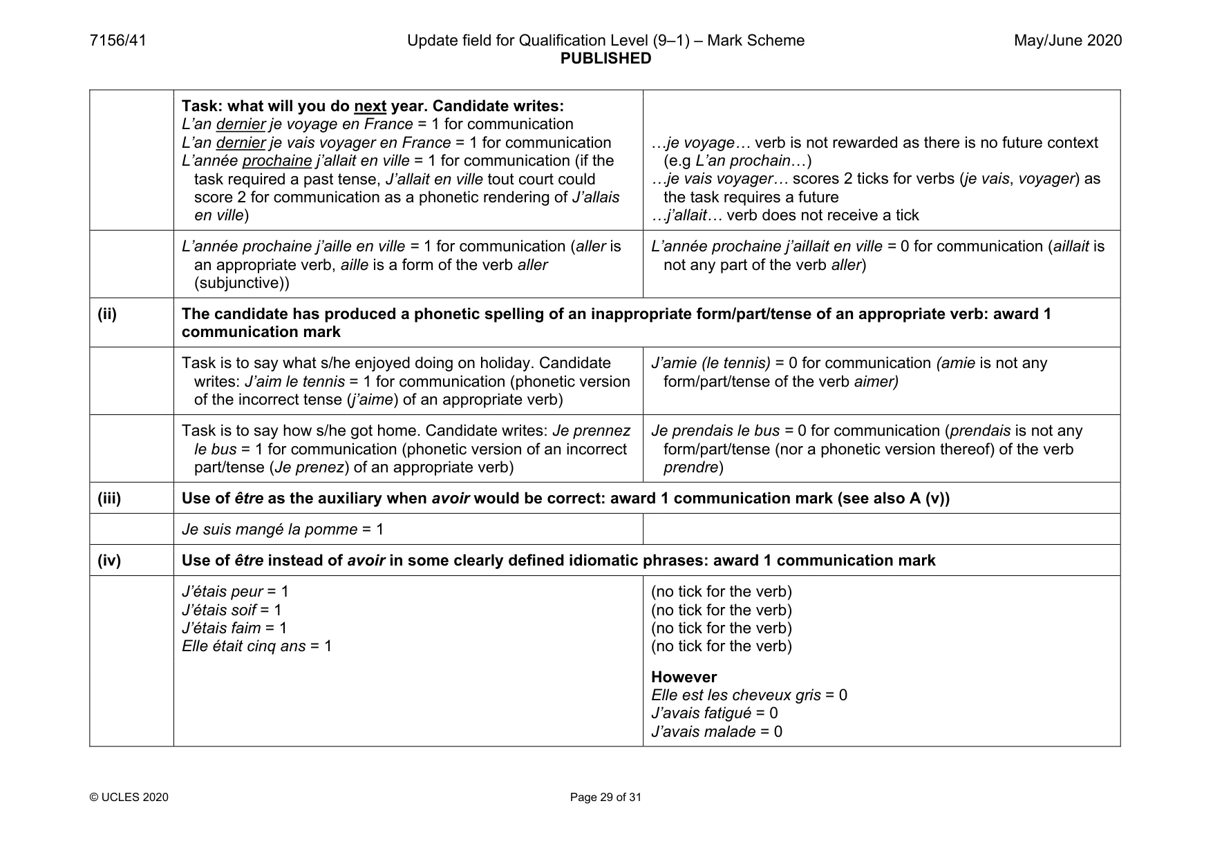 Mark scheme, page 29 of 31