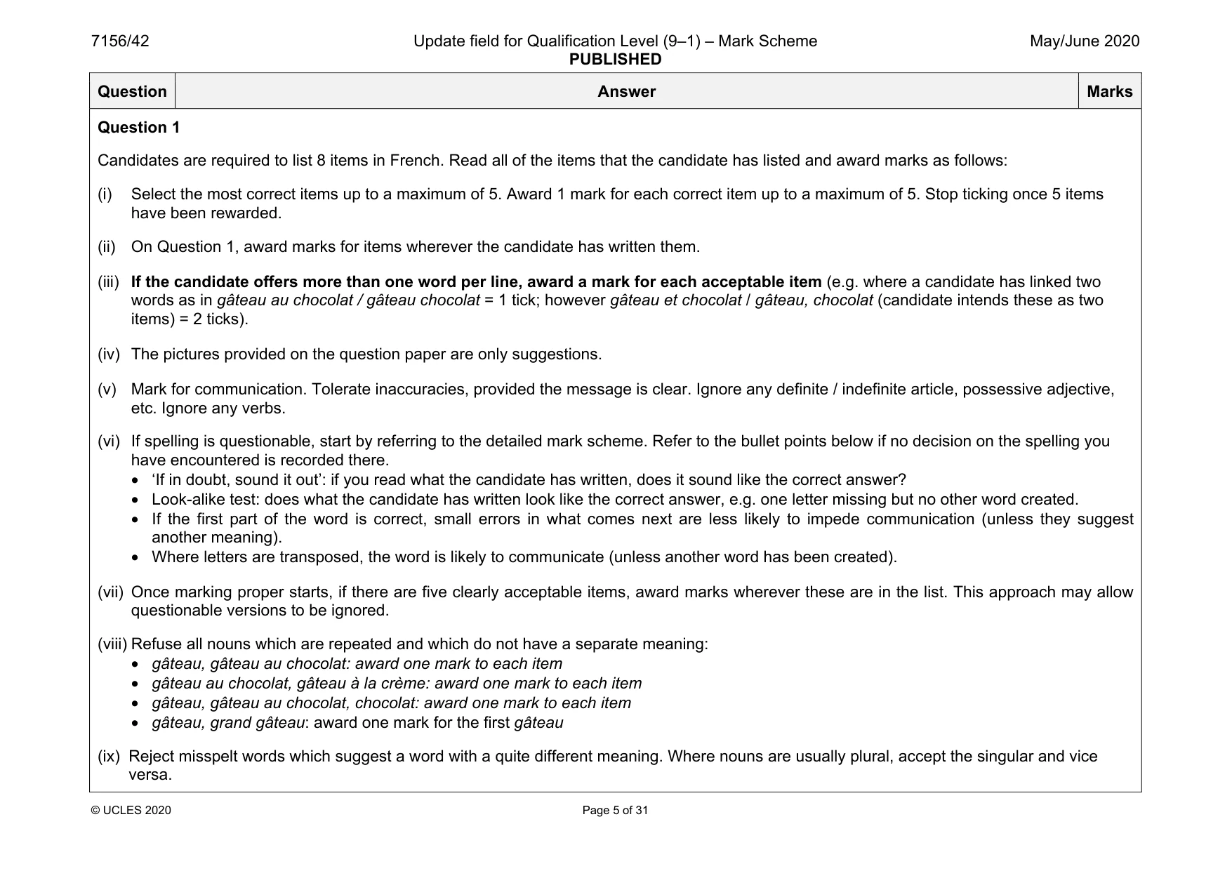 Mark scheme, page 5 of 31
