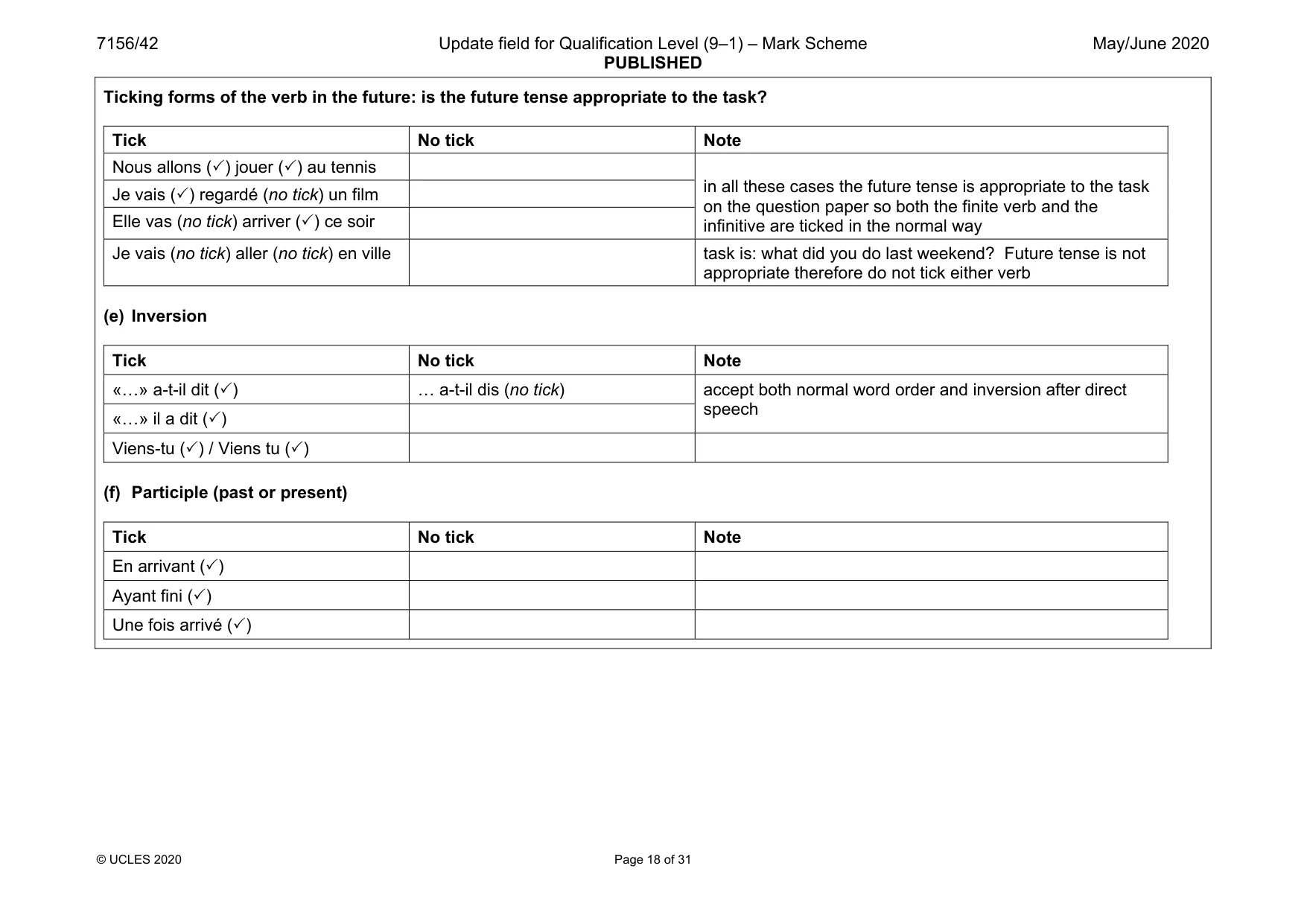 Mark scheme, page 18 of 31