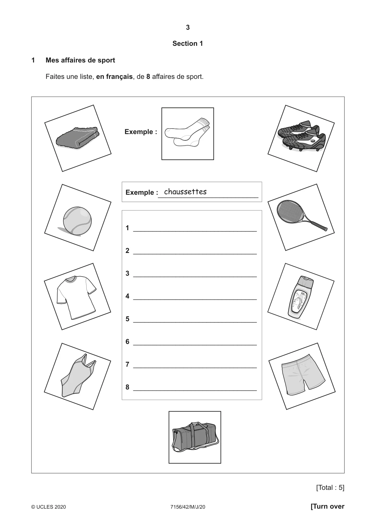 Cambridge IGCSE French (9-1) 7156 2020 May/June Paper 4 · Variant 2 question paper, page 3 of 8