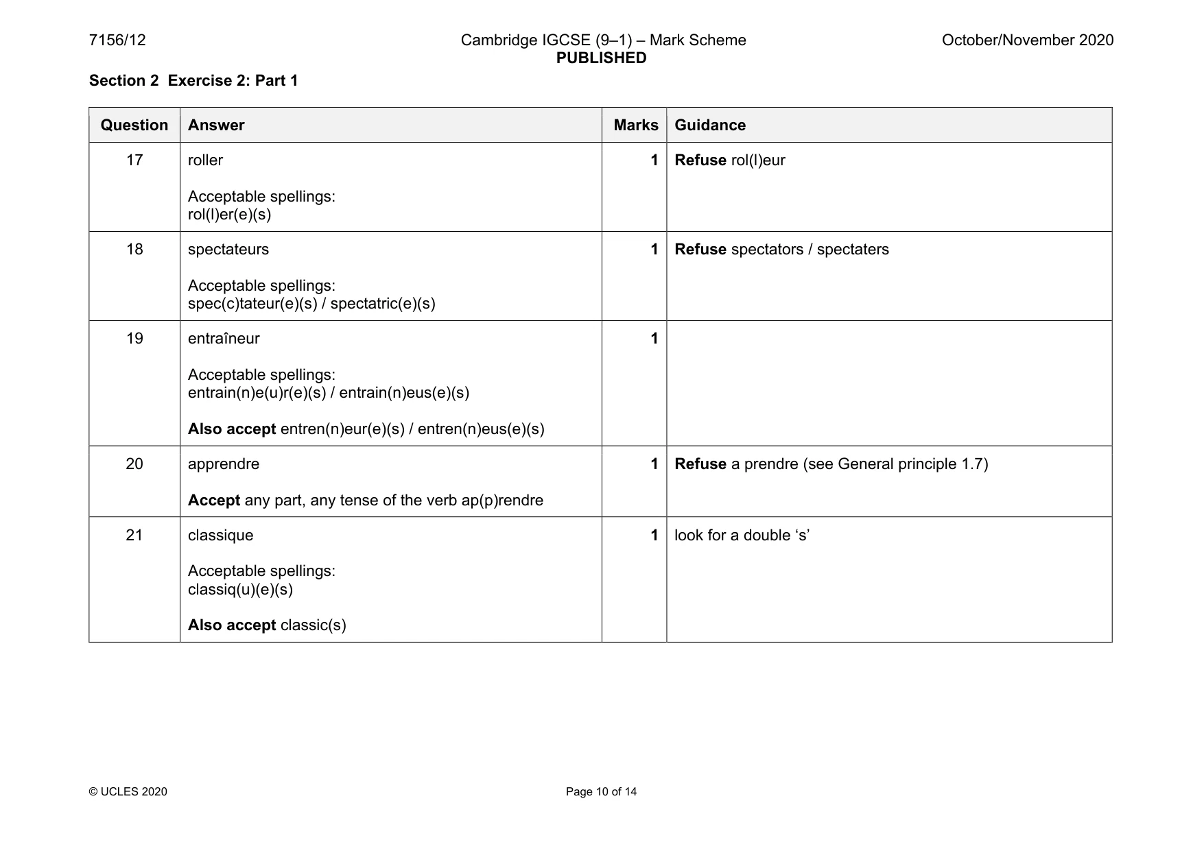 Mark scheme, page 10 of 14