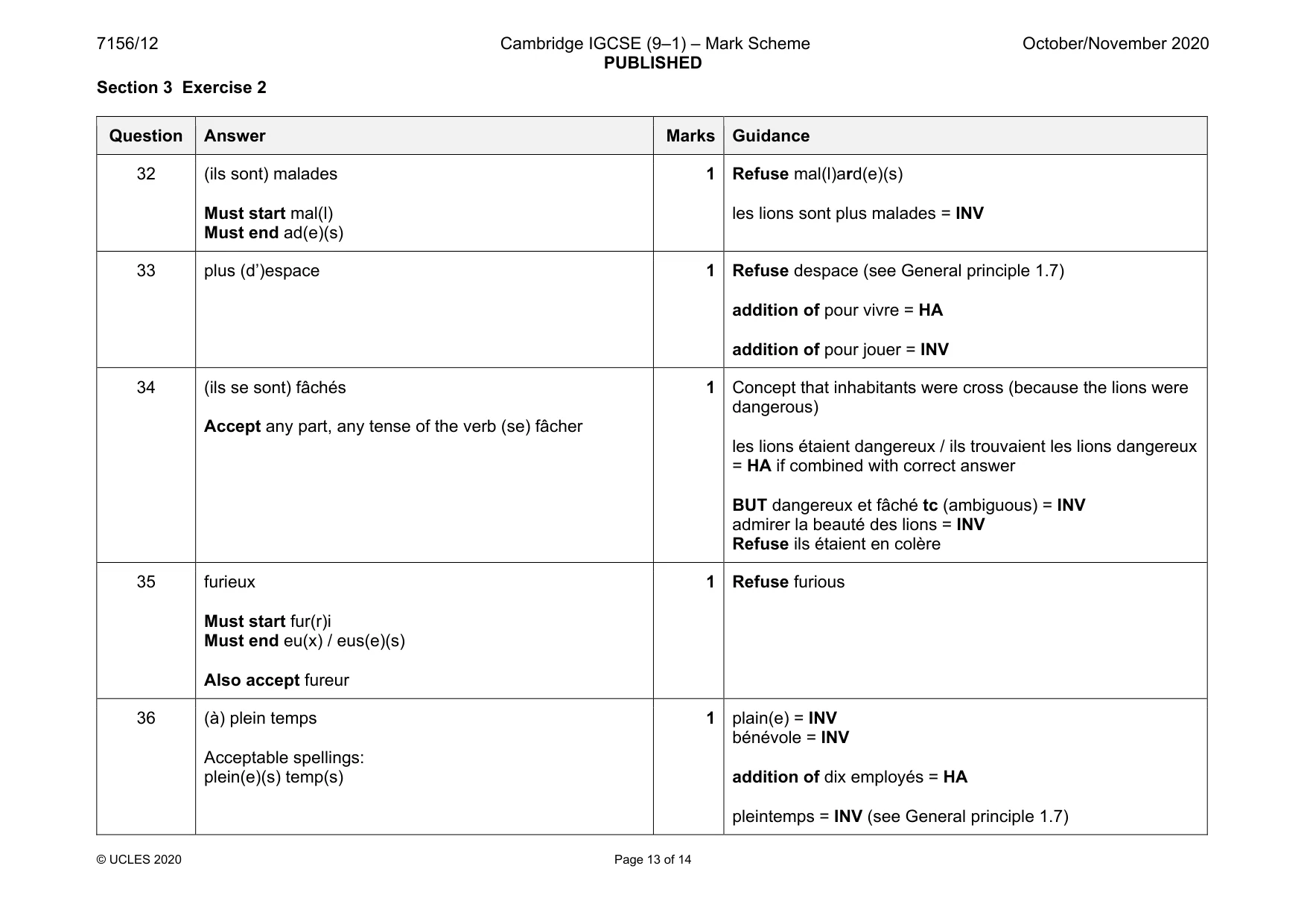 Mark scheme, page 13 of 14