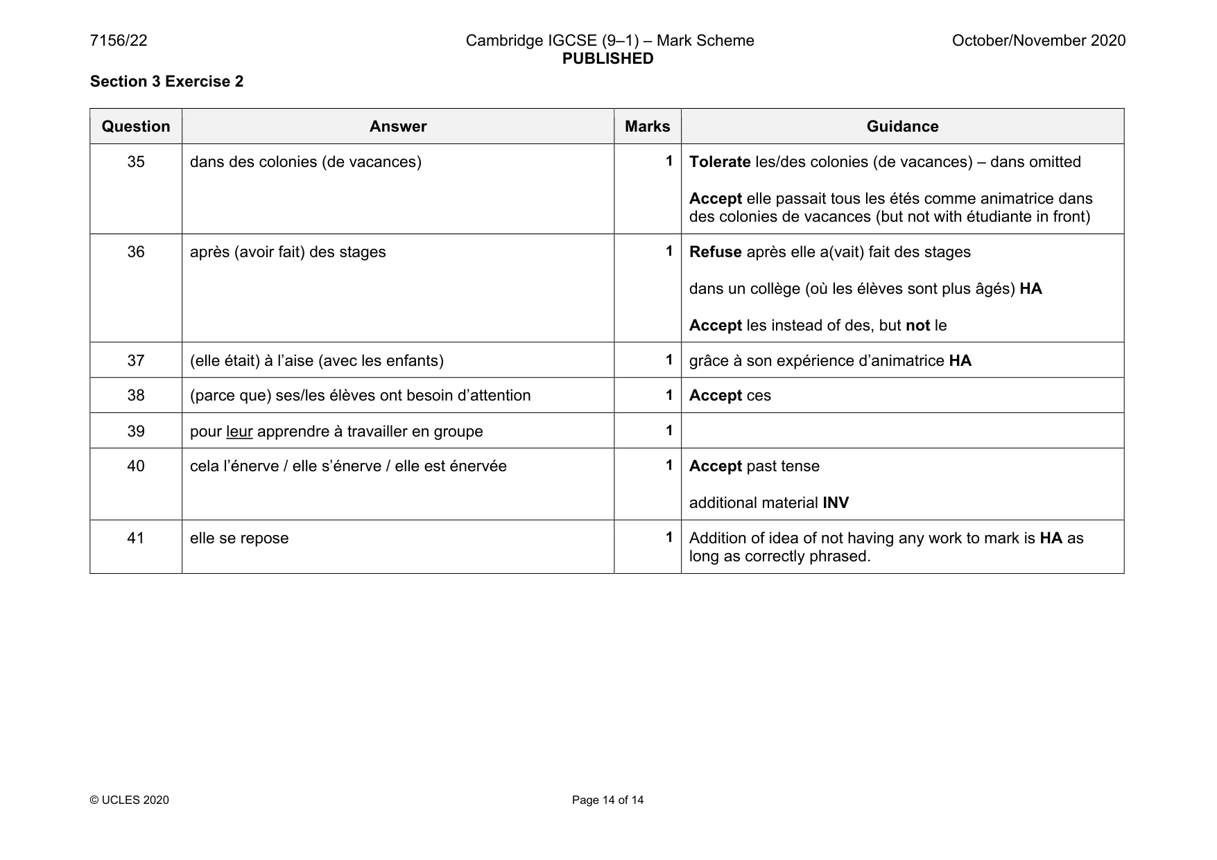 Mark scheme, page 14 of 14