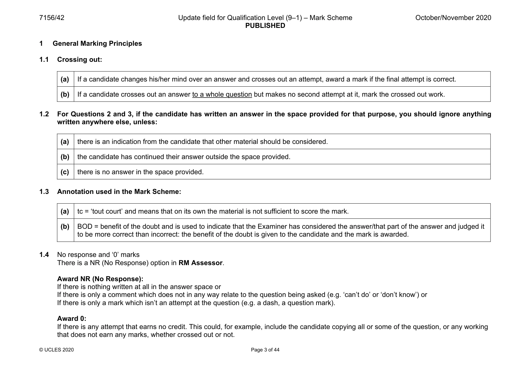 Mark scheme, page 3 of 44