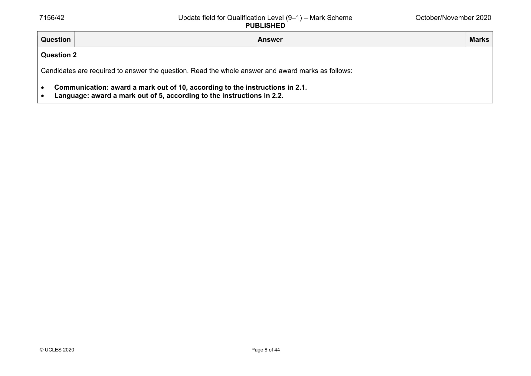 Mark scheme, page 8 of 44