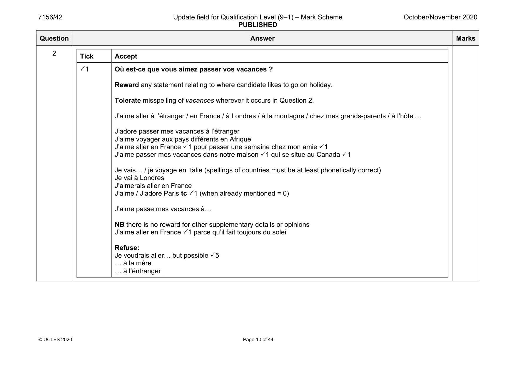 Mark scheme, page 10 of 44