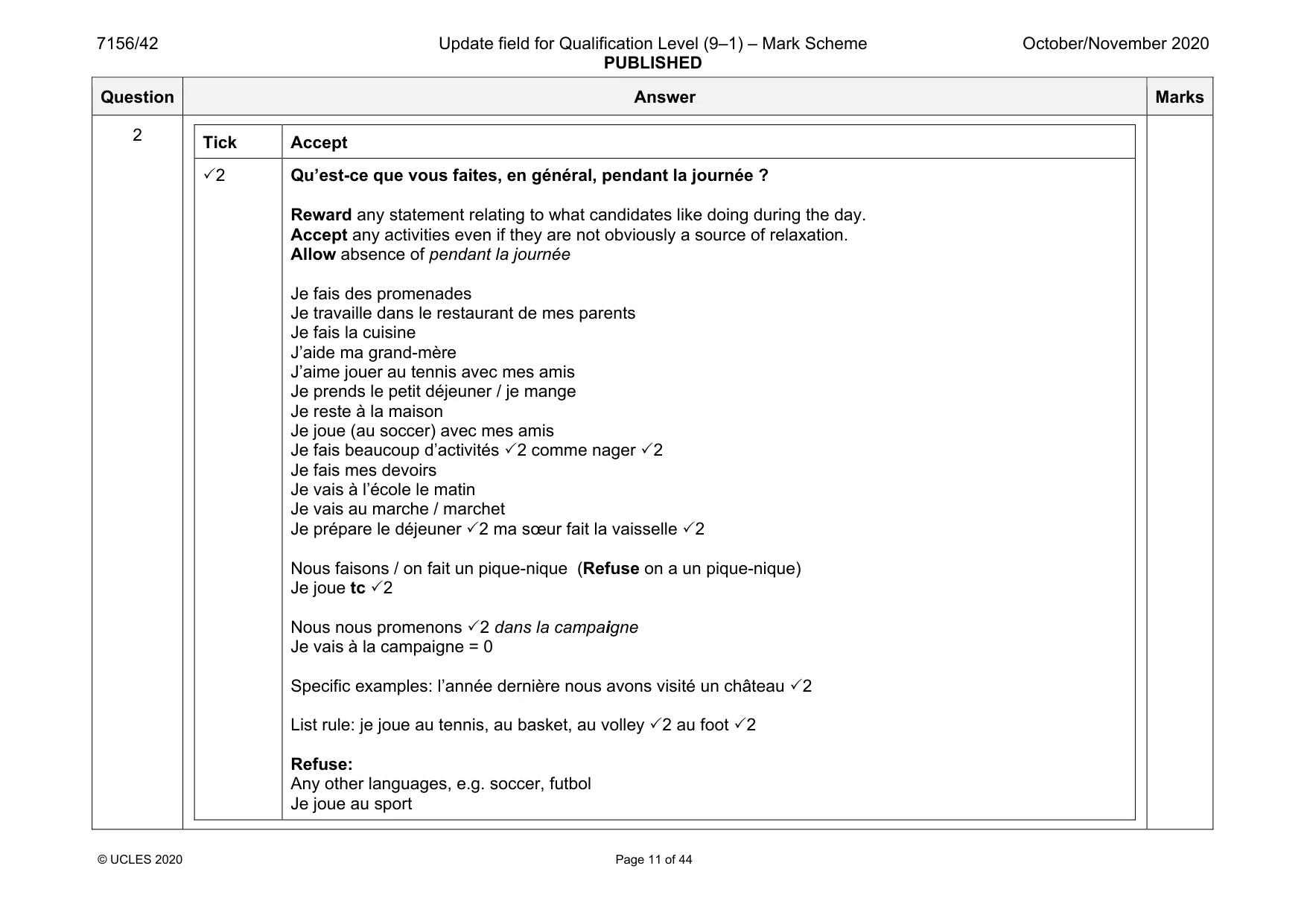 Mark scheme, page 11 of 44