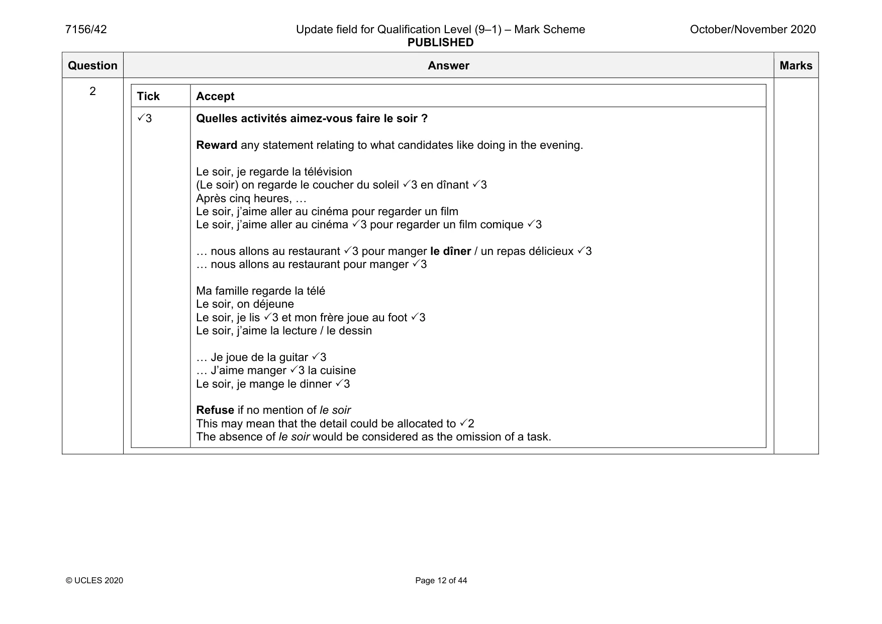 Mark scheme, page 12 of 44