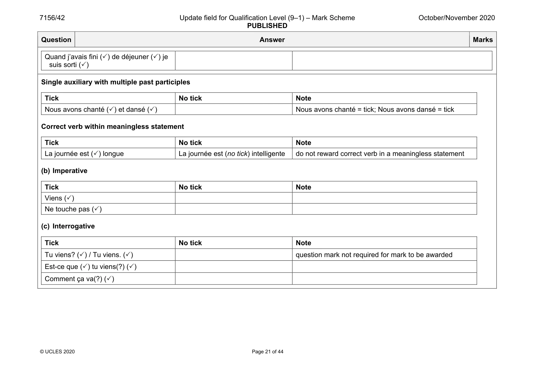 Mark scheme, page 21 of 44
