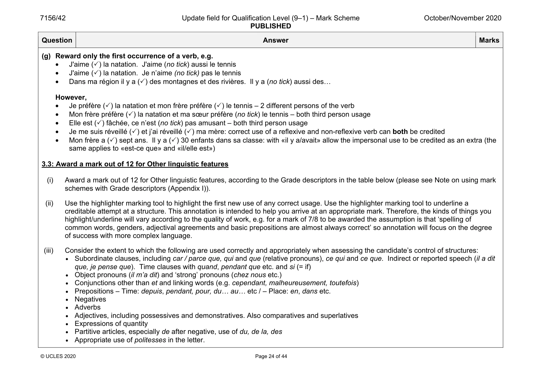 Mark scheme, page 24 of 44