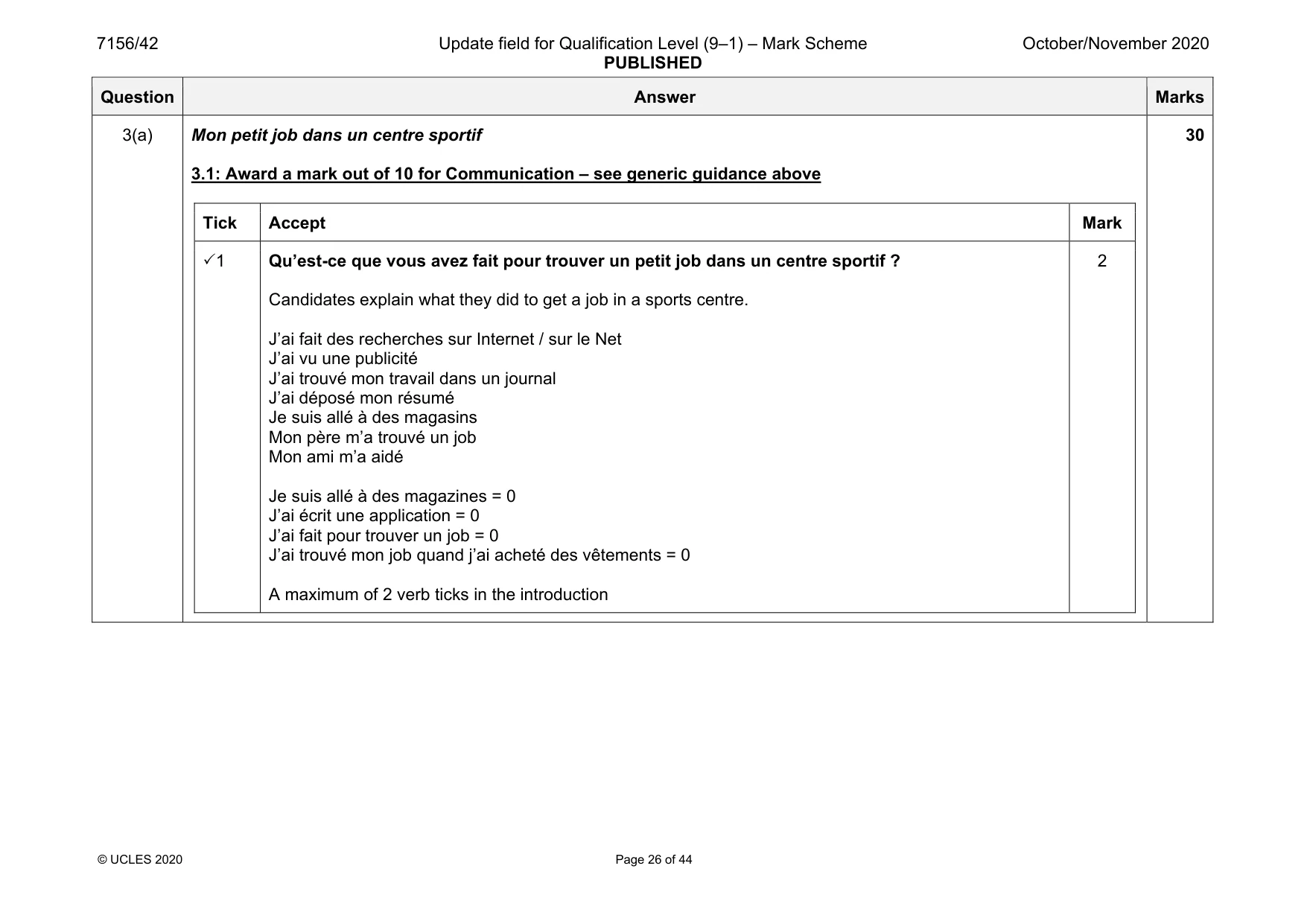 Mark scheme, page 26 of 44