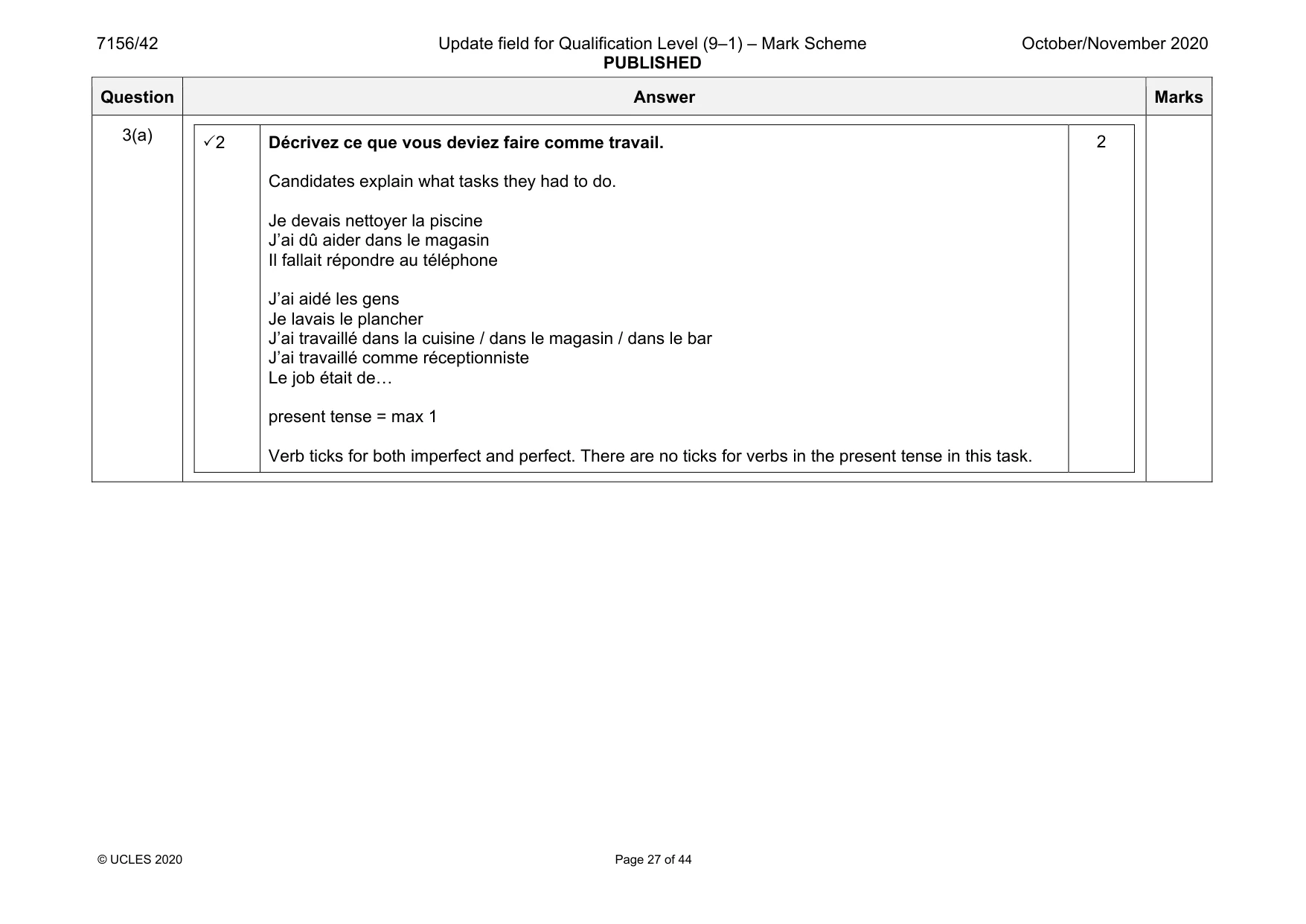 Mark scheme, page 27 of 44