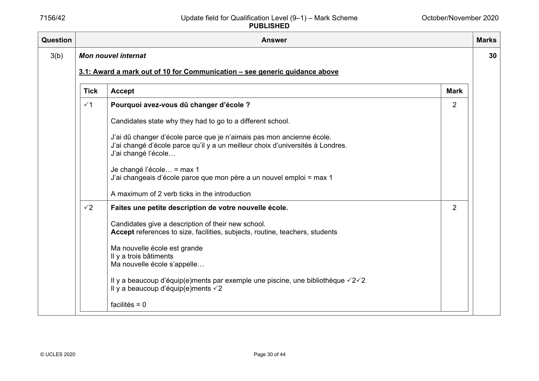 Mark scheme, page 30 of 44